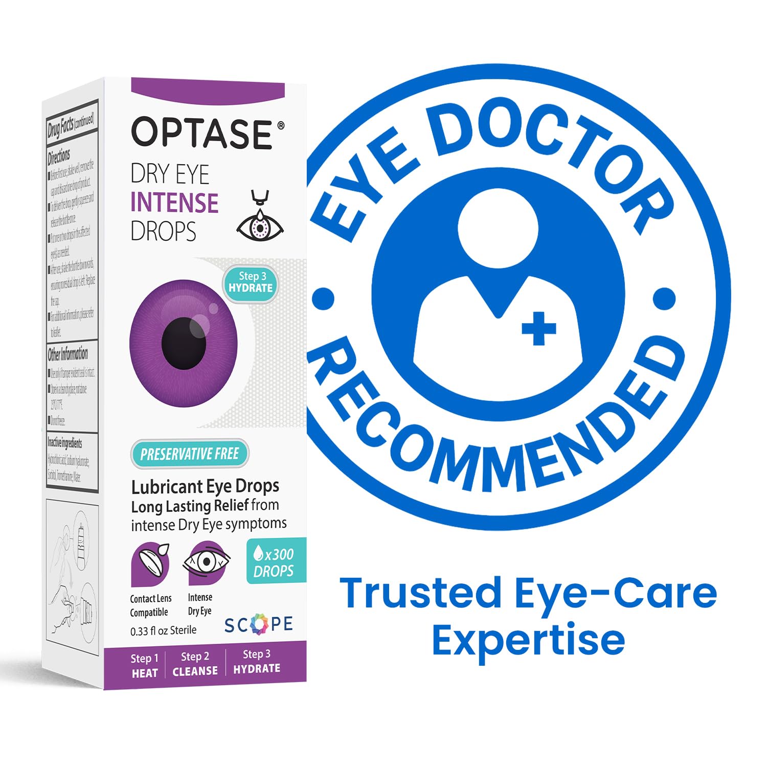 OPTASE Dry Eye Intense Drops - Preservative Free Eye Drops - Multidose Bottle - Step 3 Hydrate - .33 fl oz, 300 Doses — Amazon image 7