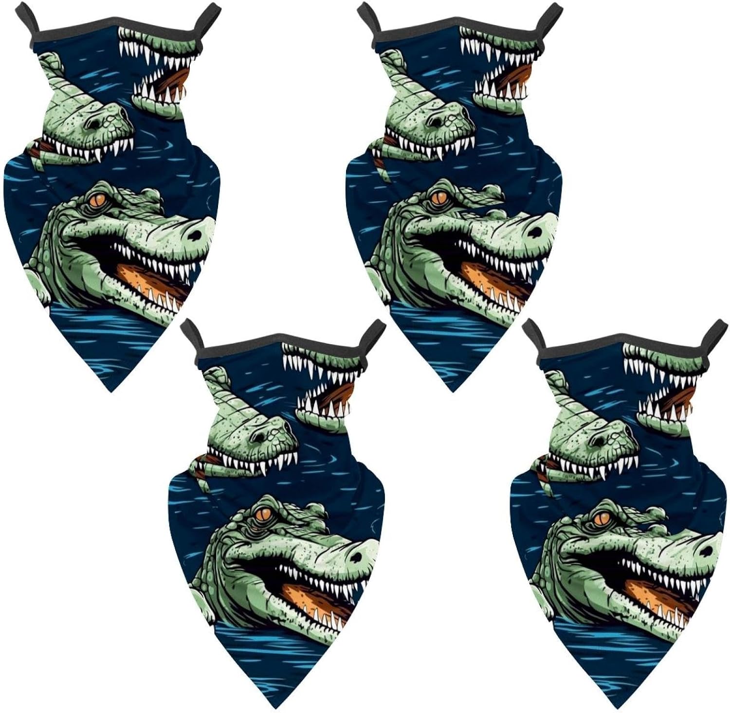 4 Pieces Crocodile Neck Gaiter Bandana Face Mask, Sun Cooling Scarf Gator Cover Head for Men Women