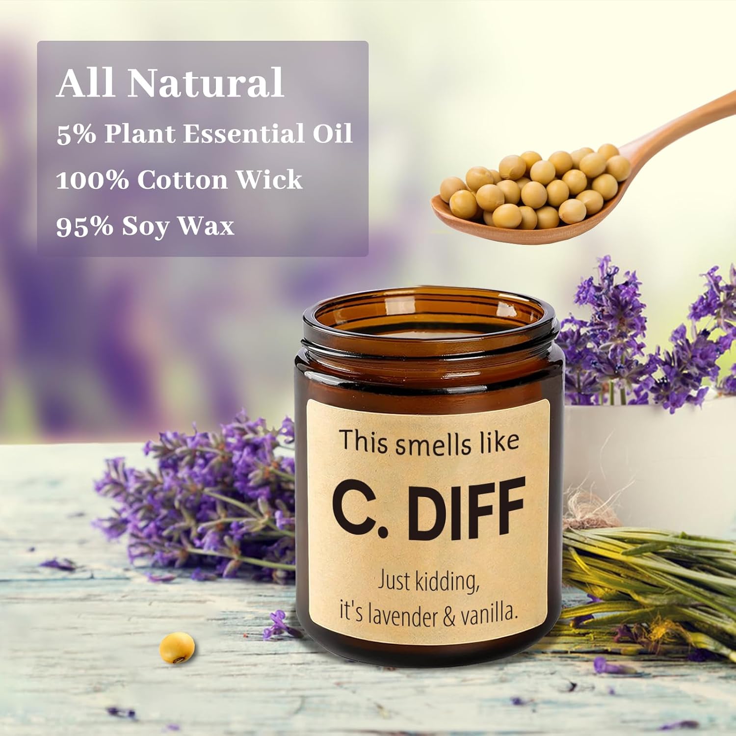 Funny Nurse Gifts for Women Men, Natural Soy Wax Lavender Scented Candle (7oz), Valentines Day Christmas Nurse Week Appreciation Graduation Retirement Gifts for School Future Nicu Nurse Doctor - Image 3