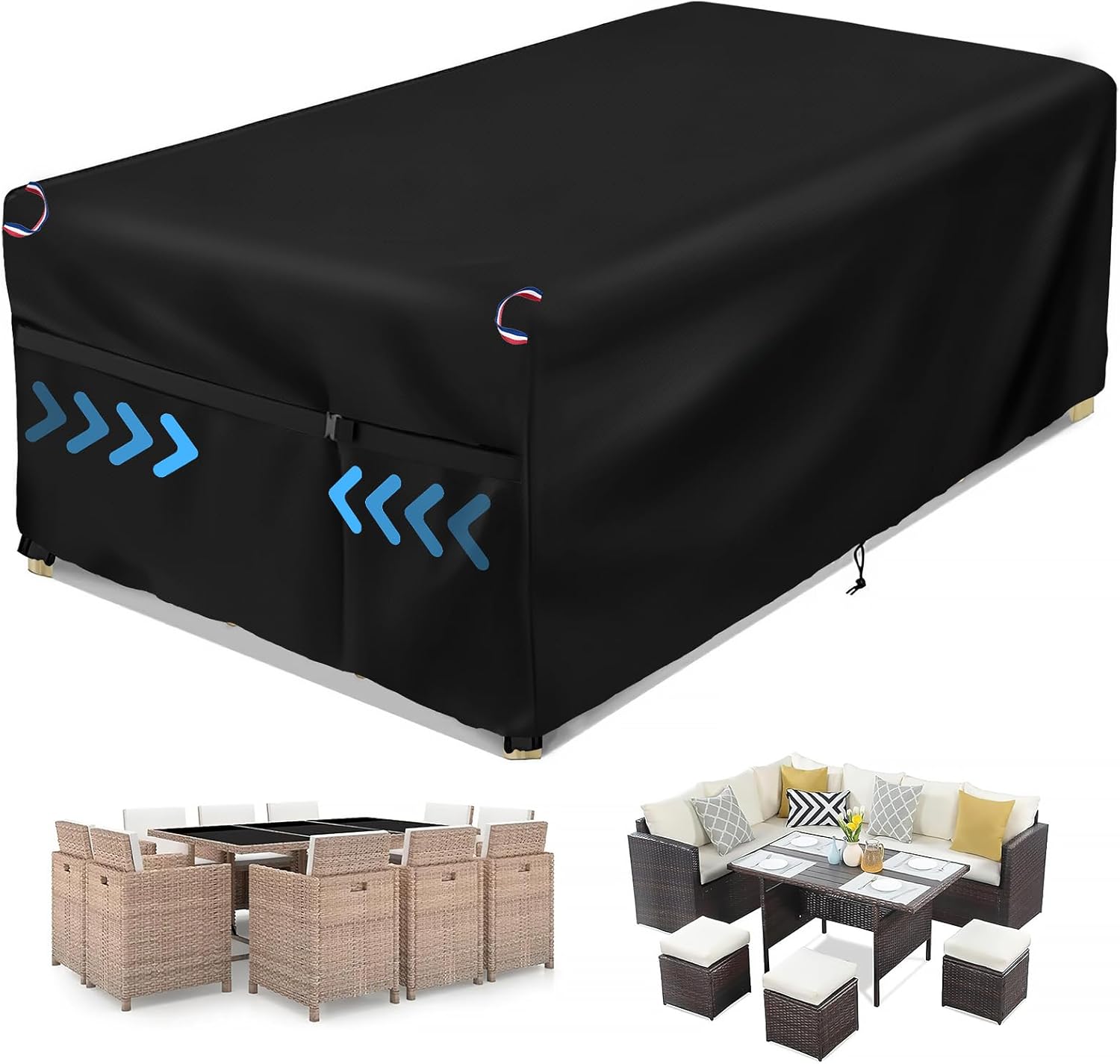 Patio Furniture Covers, Waterproof Outdoor Furniture Set Covers for Table and Chair Set, Garden Weather-Resistant Couch Sofa Dining Table Cover - 102" L × 40" W × 28" H