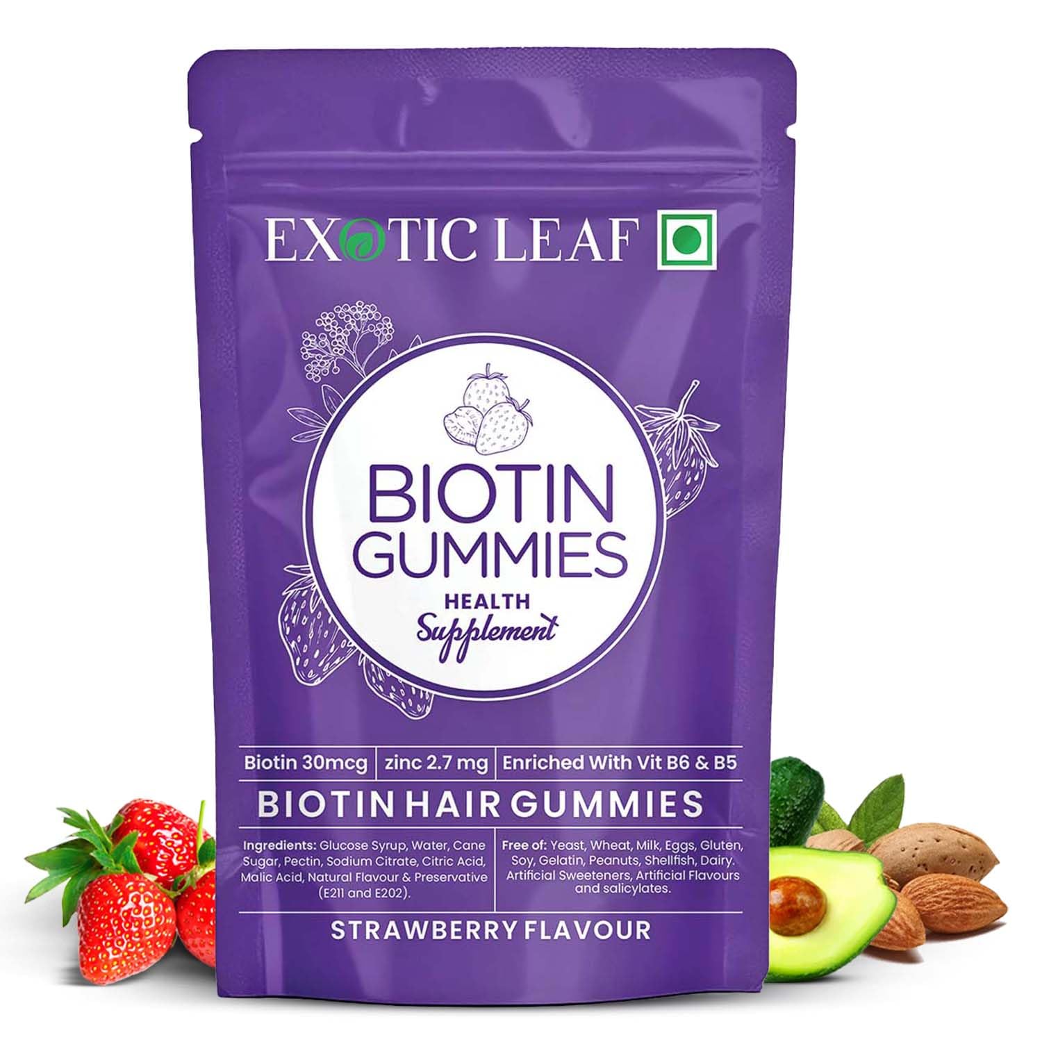 Biotin Hair Gummies | 30 Days Pack | Supports Strong, Shiny Hair & Healthy Nails | Enriched with Biotin, Zinc, Folic Acid, Fibre | Strawberry Flavour | No Added Sugar & Gut-Friendly-image-40