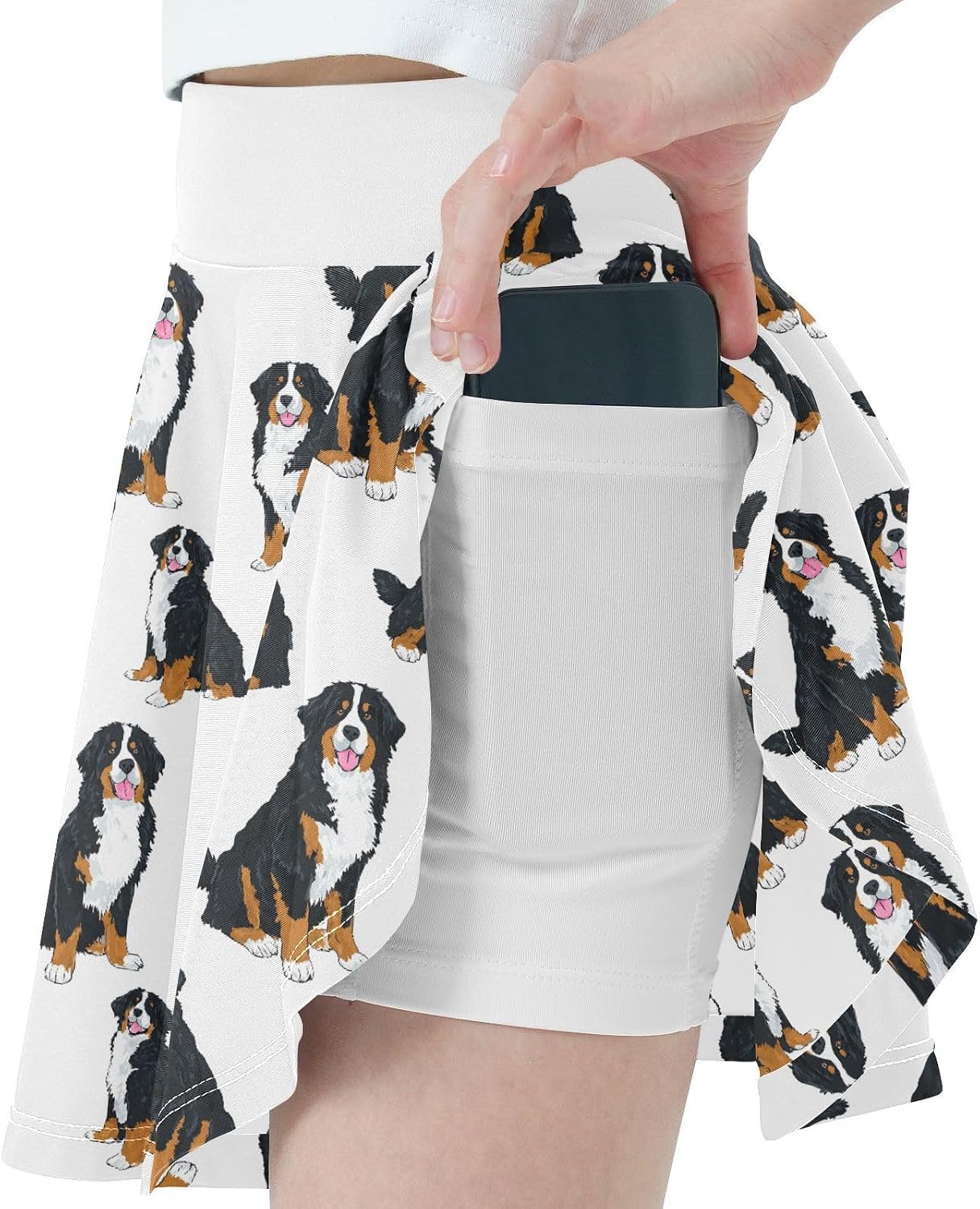 visesunny Dog Bernese Mountain Girl's Golf Skirt Athletic Tennis Skort Sport Activewear with Double Layer Pockets