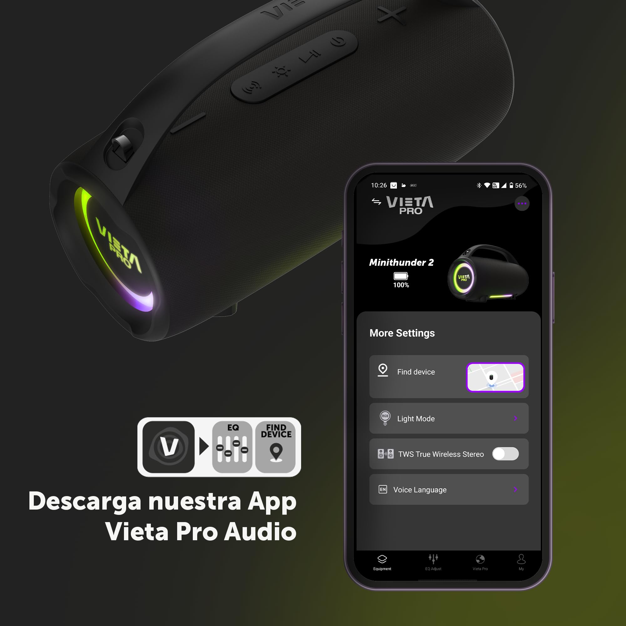 Vieta Pro Altoparlante Bluetooth potente da 100 W, impermeabile con USB C, batteria 15 ore | Altoparlante Bluetooth grande autoamplificato HiFi portatile | Speaker altoparlante TWS con altoparlante e