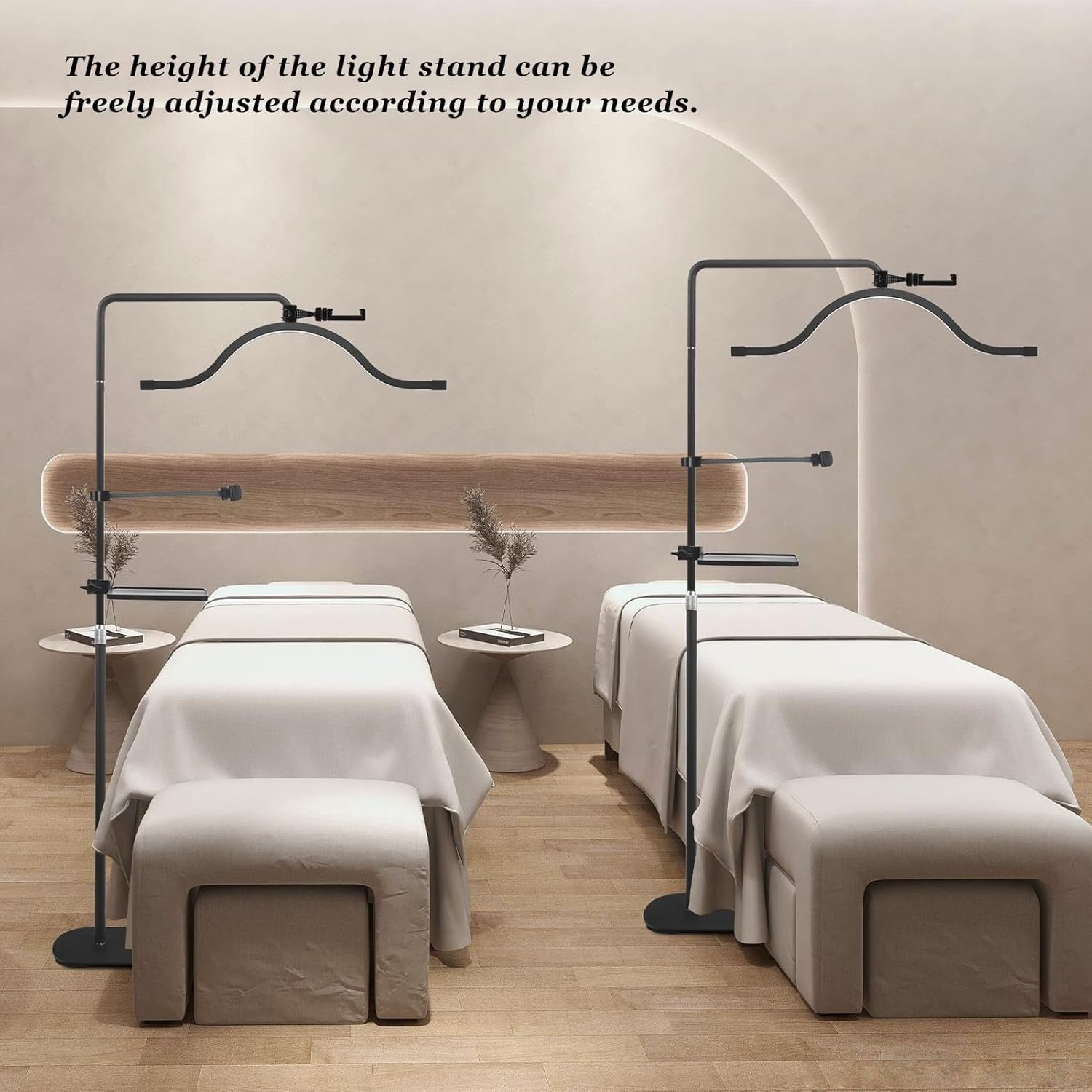 29 Inch Eyelash LED Floor Light, 45W Half Moon Light Beauty Skincare Lamp, Universal Lighting with Phone Holder for Eyebrows, Filming Content Creation (White)