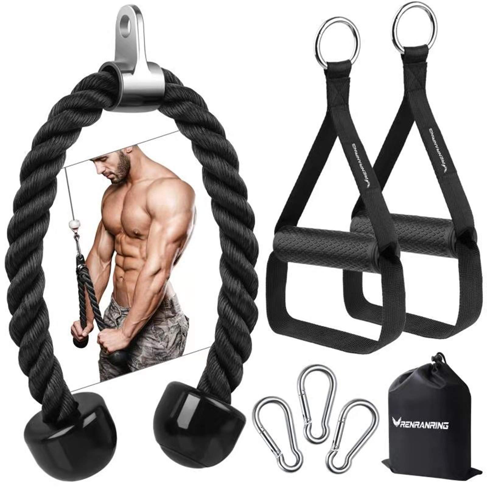 COOBONS Tricep Rope Pull Down Ankle Straps for Cable Machine