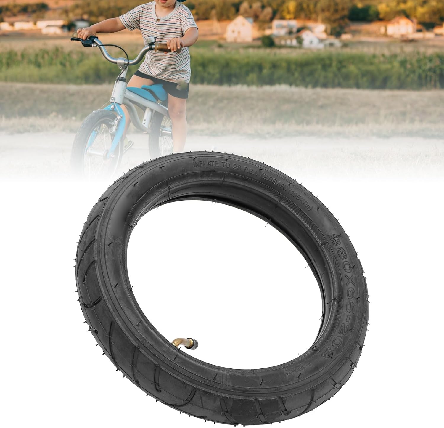 Tire with Tube Kids Tire Replacement with Inner Tube Inflatable, Rubber Material, Long Lasting for Baby Stroller
