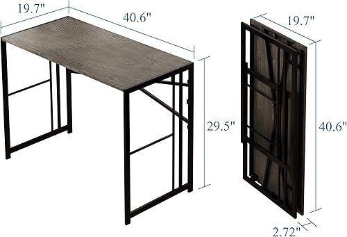 Miniatura 3 de EMODA Escritorio plegable de 40 pulgadas, no necesita montaje, escritorio de oficina en casa, escritorio de estudio, escritura, mesa de computadora