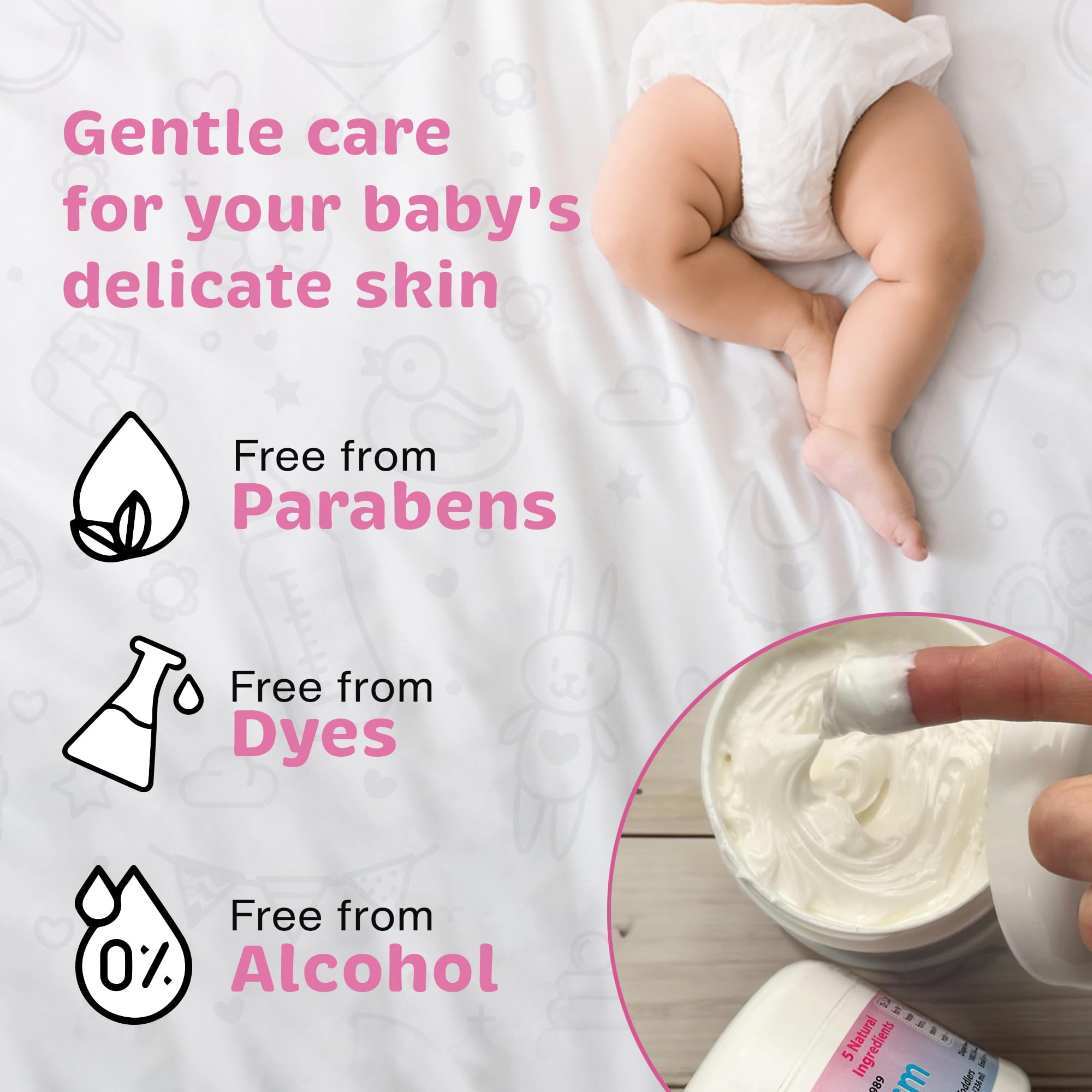 Crema Para La Dermatitis Del Pañal Del Bebé, Formulada Por Pediatras Con 5 Ingredientes Para Un Cuidado Suave, Saludable Y Sin Irritación, 8 Oz