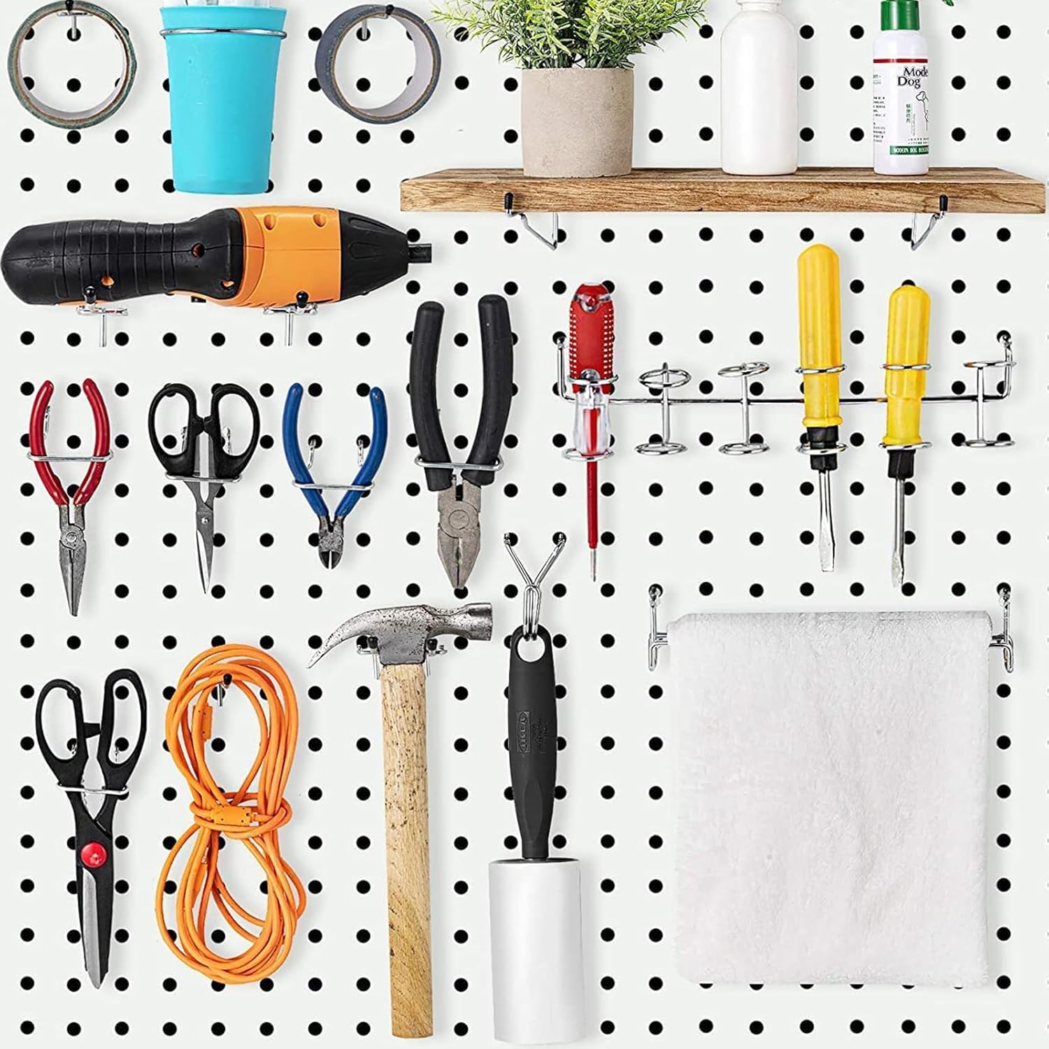 8 PCS Pegboard Screwdriver Holders, Six Tool Multi Tool Organizer Racks Silver Screwdriver Holder Organizer for Pegboard, Pliers, Screwdrivers Common Tools