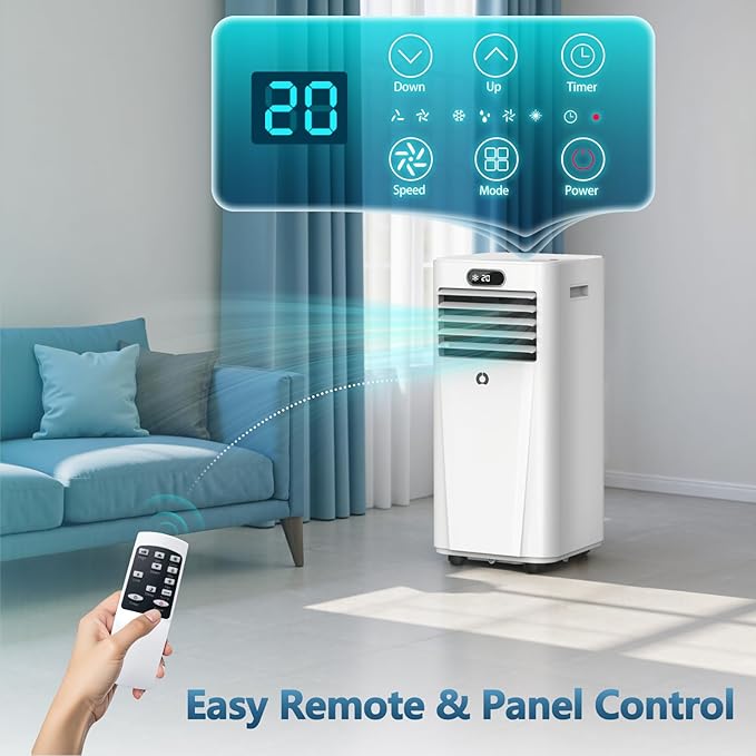 Portable Air Conditioners,10,000 BTU 3-in-1 Portable AC unit for Rooms up to 450 Sq. Ft, Featuring 24H Timer, Smart Sleep Mode, Window Kits Included, Perfect for Bedrooms, Kitchens, and Apartments.