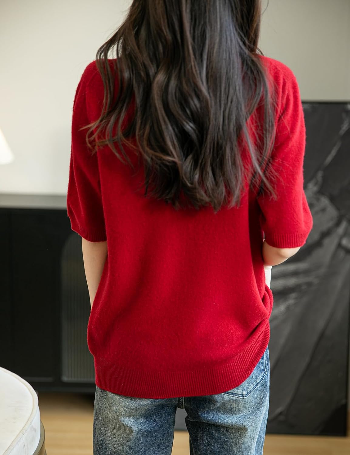 Chanyarn Women's 100% Merino Wool Spring Fall Winter First-Line Ready to Wear Seamless Knit Short Sleeve Mock Neck Sweater - Image 6