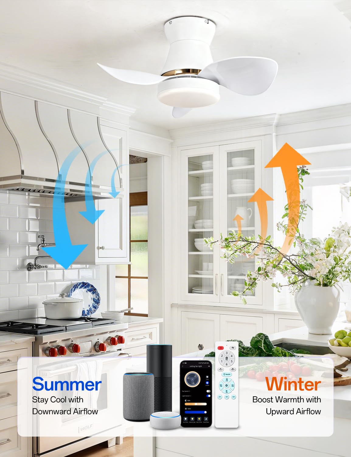 100W Ventilateur De Plafond Avec Lampe Silencieux Ventilateur Plafond