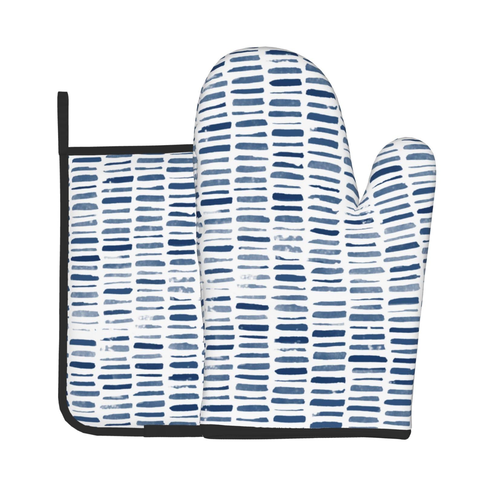 Blue Coastal Oven Mitts and Pot Holders Sets - Vibrant Outdoor Kitchen Mitts Potholders 2 Pack Heat Resistant Royal Blue Oven Gloves Hot Pads for Kitchen Baking Grilling Party
