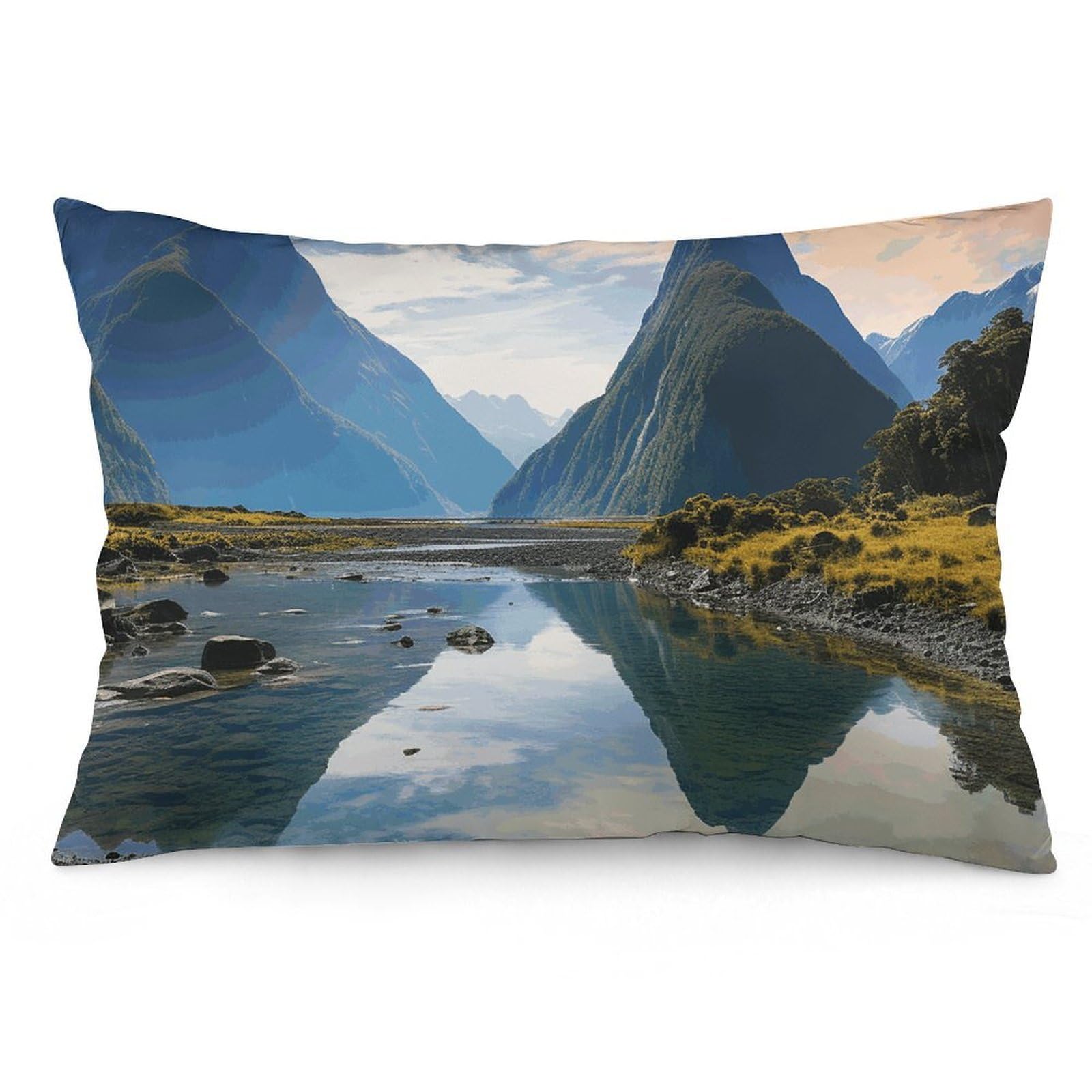 NONHAI 2 Pack Pillow Cases for Hair and Skin, Soft Breathable Pillow Case Covers with Hidden Zipper, Fiordland National Park Pillowcase 12 "x20 Pillow Covers for Sleeping Gift