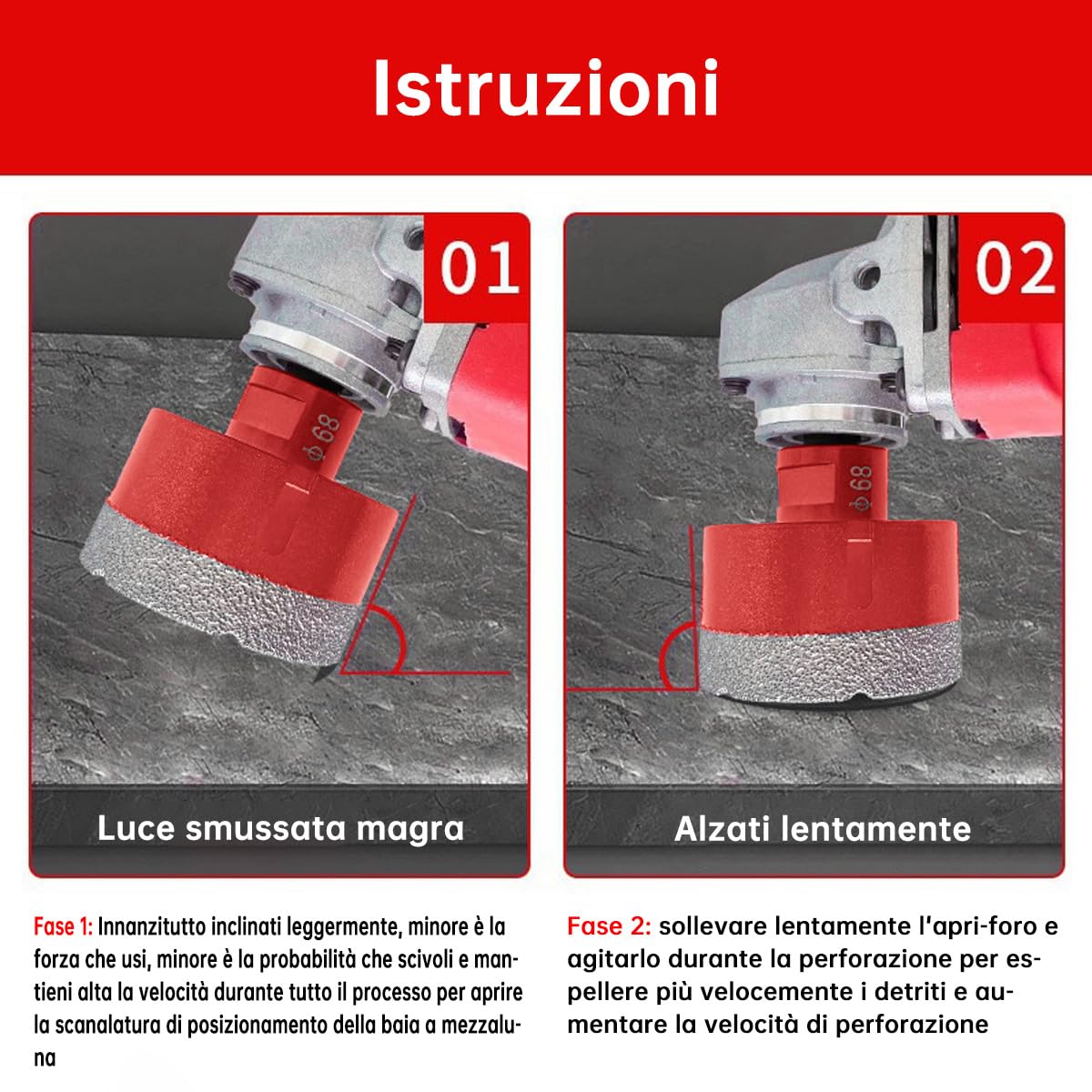 SUQIN 6mm Punta Per Trapano Diamantata con M14 Filetto Vacuum Brasato Fresa Diamantata Per Piastrelle Porcellana Ceramica Granito