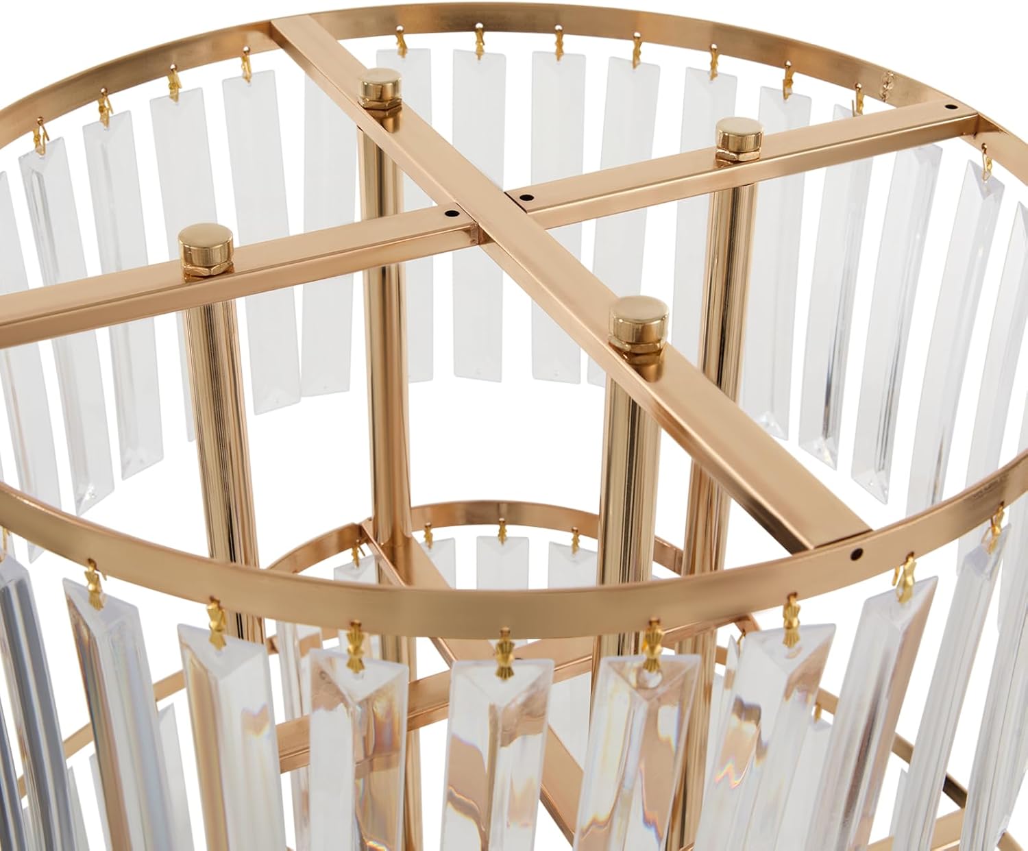 Wedding Crystal Flower Stand with Round Base, 2Pcs Gold Crystal Vases for Centerpieces, 43.3" Metal Pedestal Stands, 5 Tier Chandelier Pedestal Stand for T Stage Birthday Party Events Home Decor