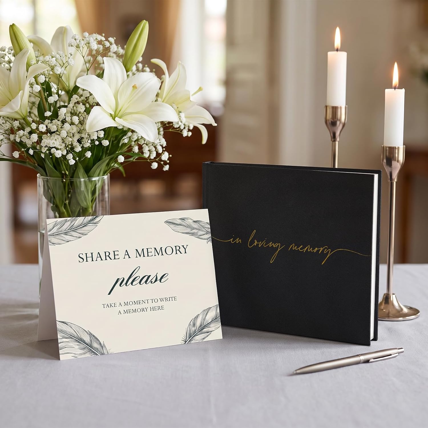 Funeral Guest Book for Memorial Service, in Loving Memory 9x7.5