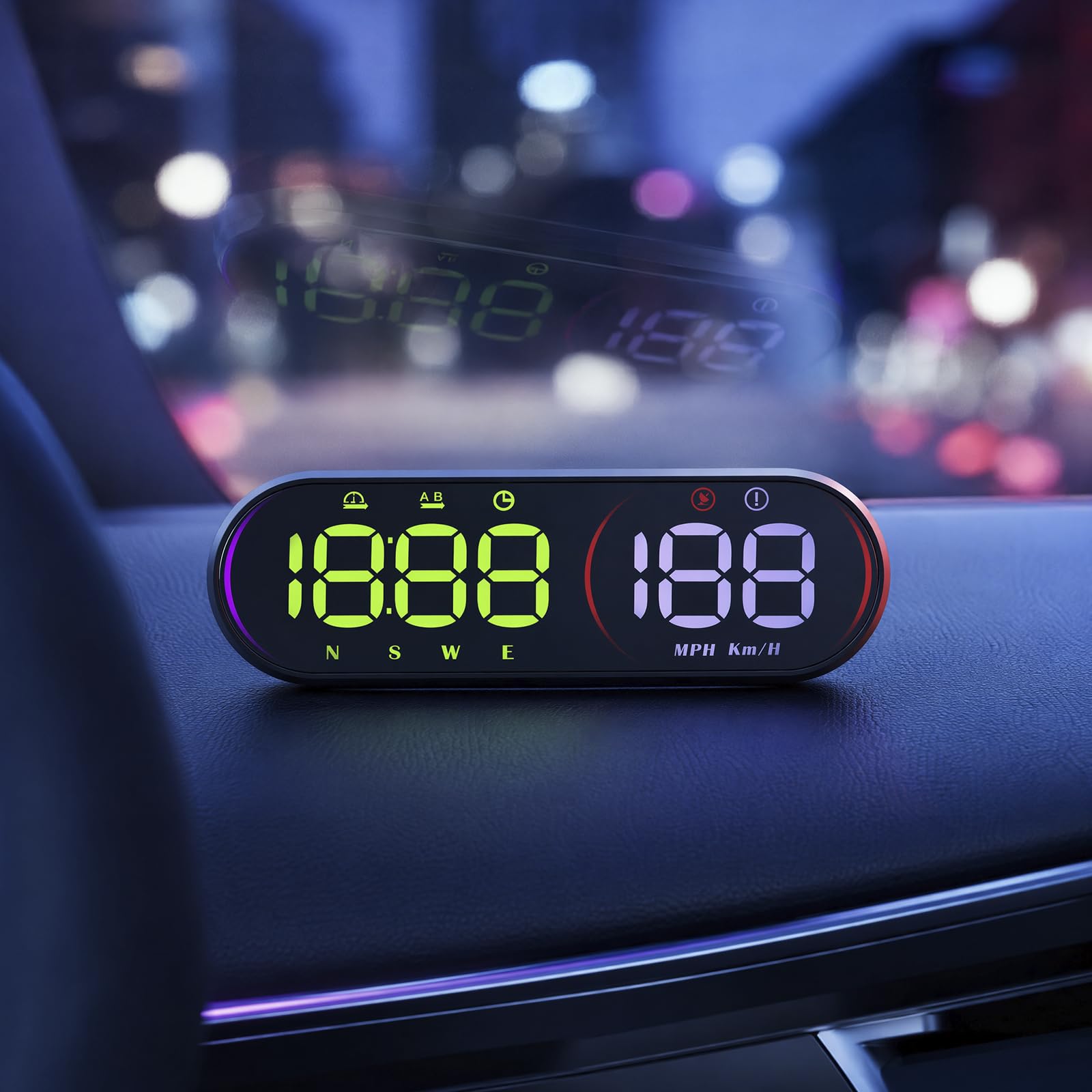 HUD GPS Wyświetlacz prędkościomierz samochodowy KM/H MPH uniwersalny duży | Samochód GPS Prędkościomierz KM/H MPH Uniwersalny z pilotem zdalnego sterowania Czas jazdy na jednym ekranie