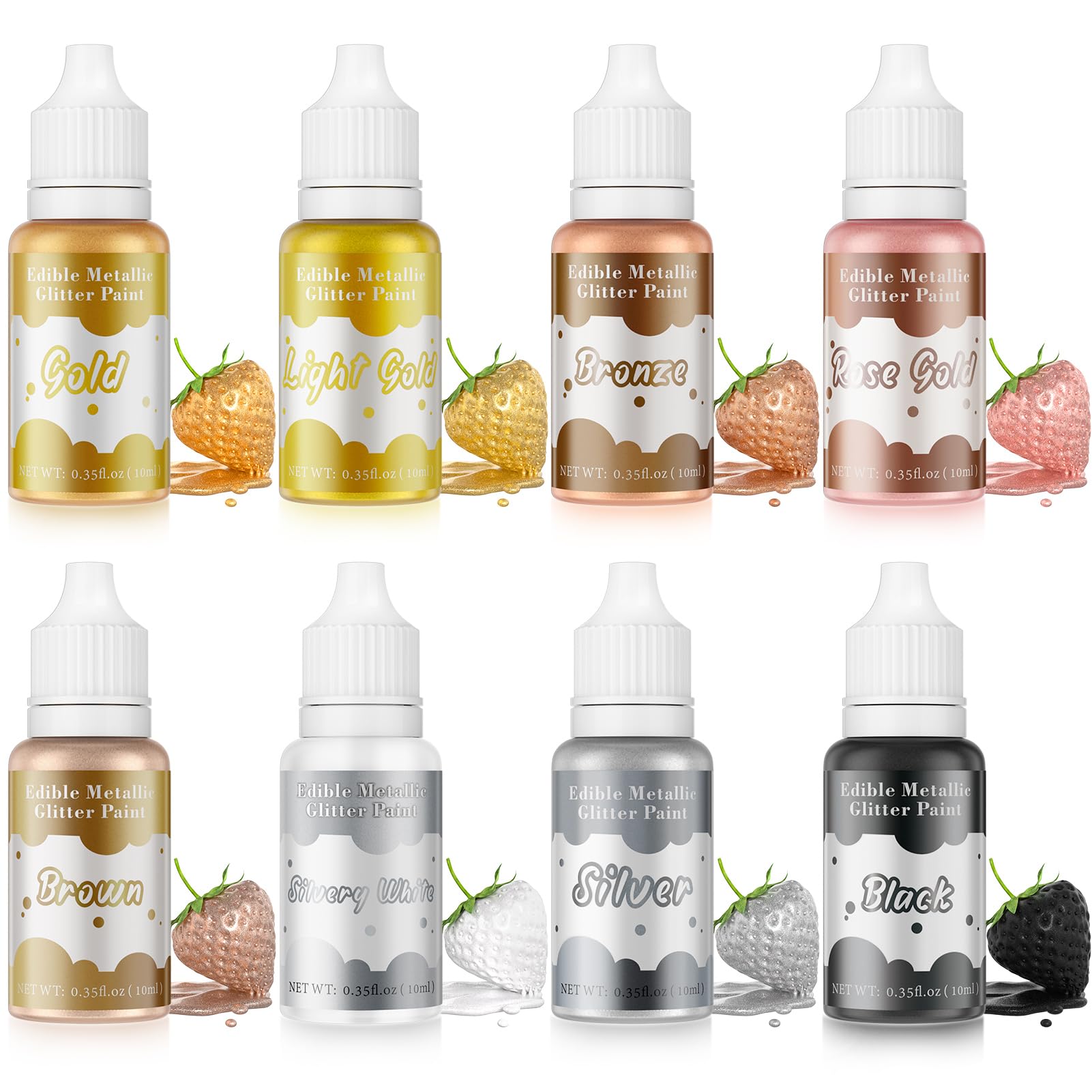 Metallic Food Colorant Amazon.com : 8 Edible Metallic Glitter Paint Set - Pearlescent Food ...
