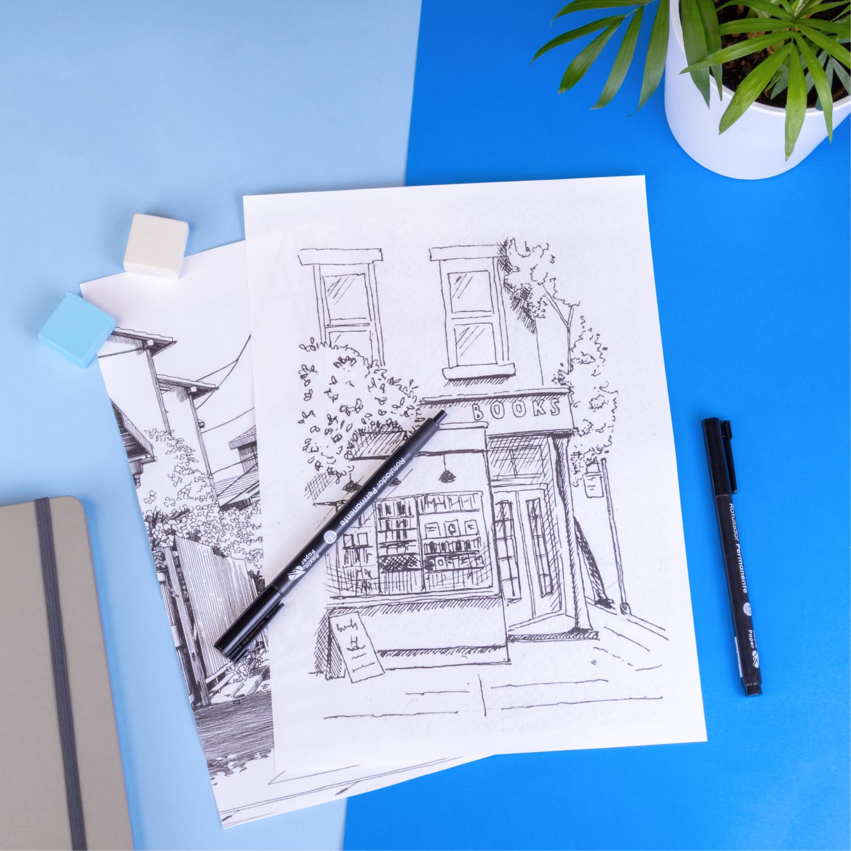 Image secondaire de Marqueurs Noirs Indélébiles Raylu Paper - Pointe Fine 0,6 mm, Séchage Rapide