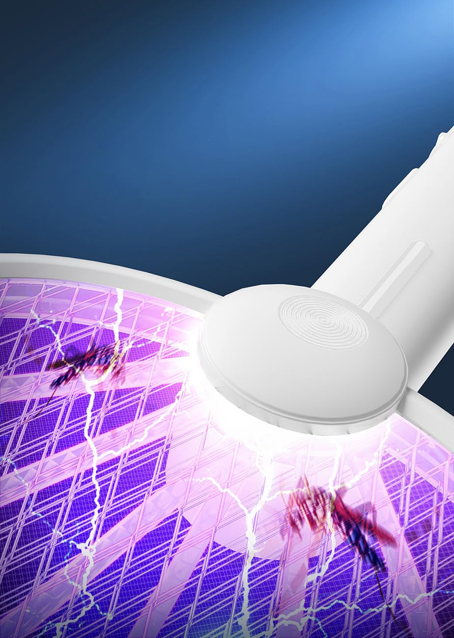 Exbuster Insekten-Schutze: 4er-Set 2in1-Akku-Insektenvernichter & Fliegenklatschen mit UV-LEDs (Fliegenklatsche ohne Flecken, Anti-Mücken-Lampe, Motten)