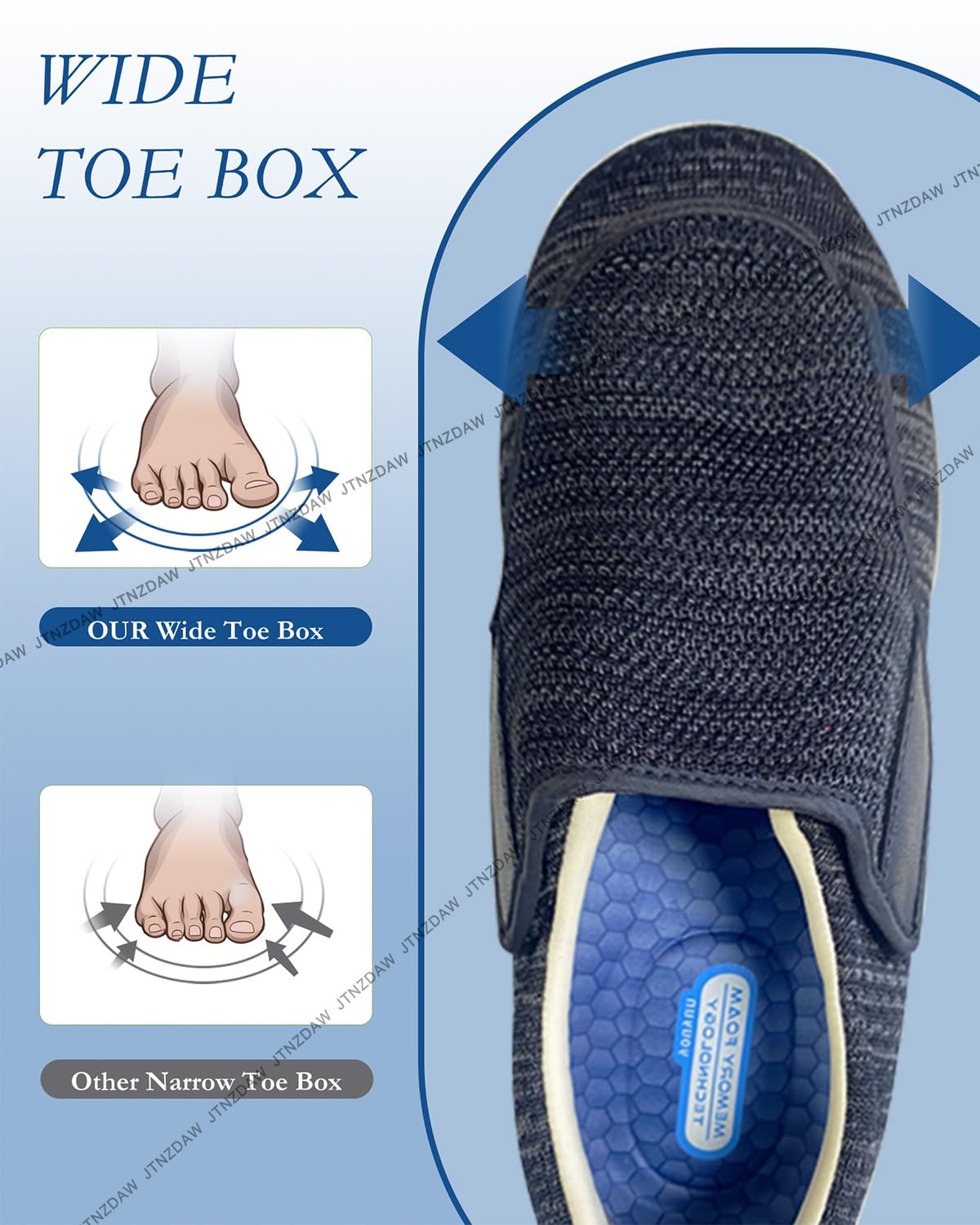 Scarpe Memory Foam Uomo Sanitarie Diabetici Comode Anziani Scarpe per Piedi Gonfi Scarpa per Fascite Plantare