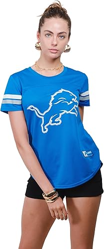 Miniatura 45 de Ultra Game Women's NFL Official Soft Mesh Varsity Stripe T-Shirt Blanco