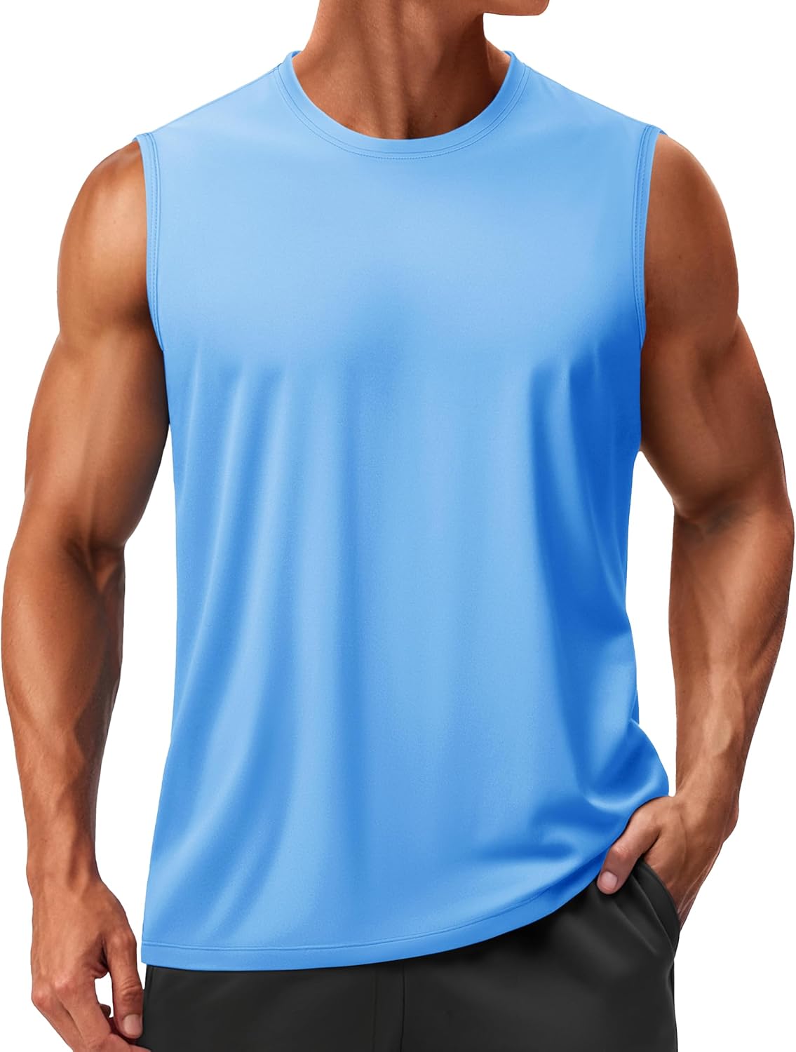 TACVASEN Men's Sleeveless Shirts Quick Dry Tank Tops for Men Sun Protection UPF 50+ Athletic Gym Workout Muscle Shirts