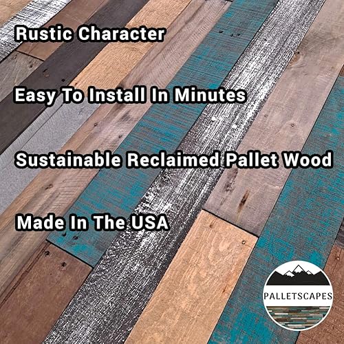 Miniatura 3 de Paneles de pared de listones de madera rústica para paredes decorativas del hogar, hechos de paletas, mezcla rústica de invierno turquesa, paneles