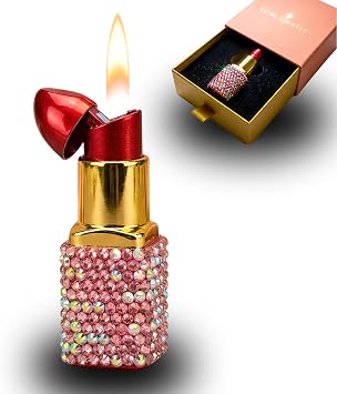 Refillable Butane Lighter, Elegant Design, Premium Zinc Alloy Body, Adjustable Flame Control, Gift Box Included, Ultra-Compact Portable Size, Shipped Empty/Butane Not Included, Pink