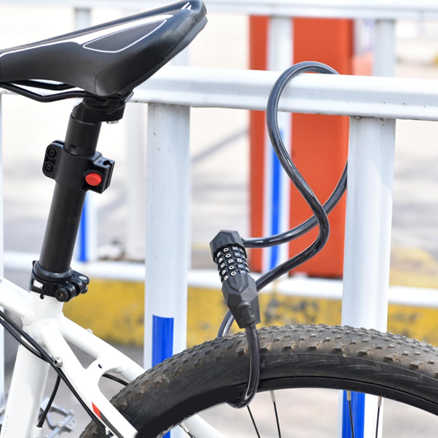 Cycling Coiled Chain Safe Bicycles Code with 5 Digits Resettable, Folding Bikes Steel Cable Bicycles Cable
