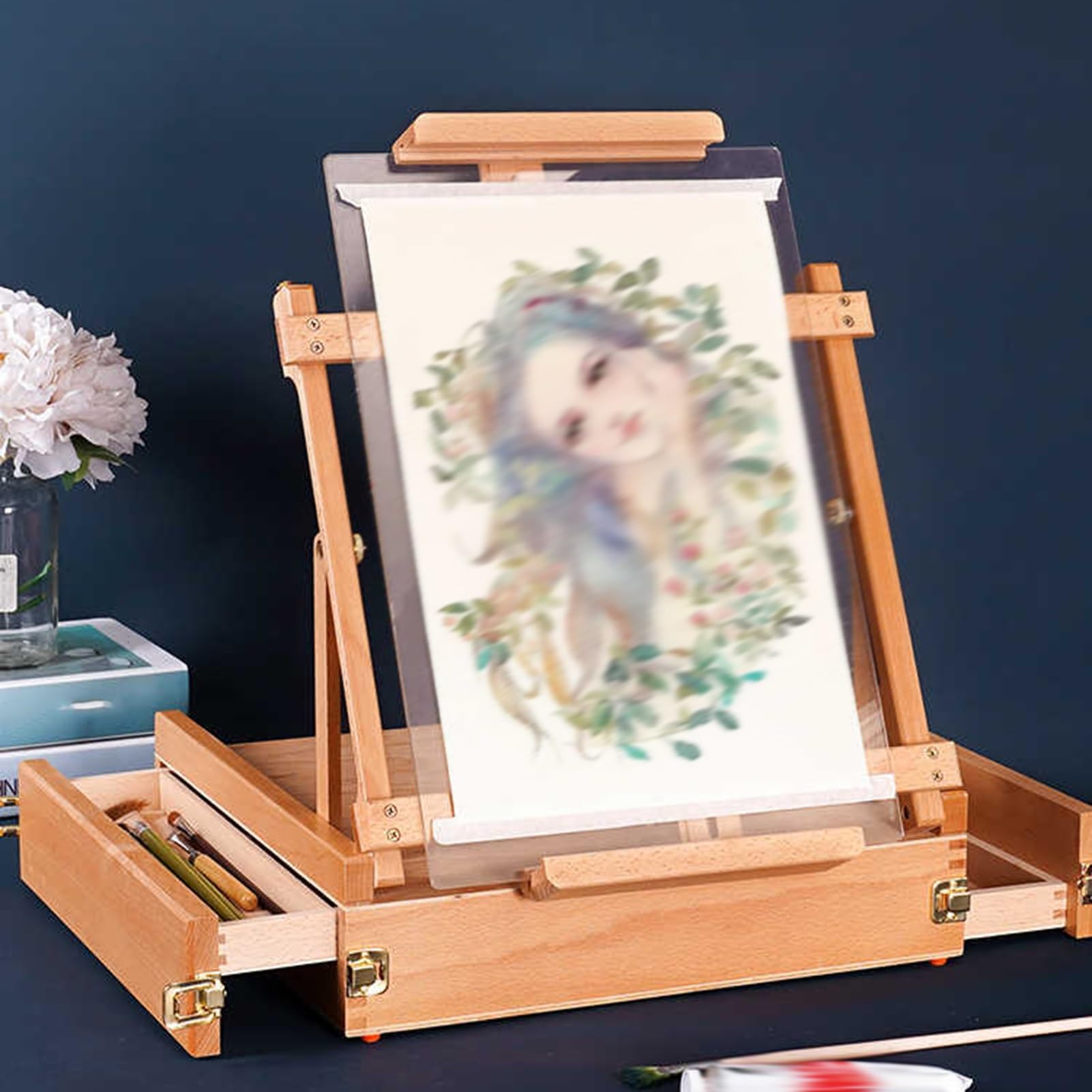 Chevalet de table en bois, chevalet de boîte à croquis portable pour peinture, support de dessin artistique pour débutants et professionnels, idéal pour une utilisation à la maison ou en studio