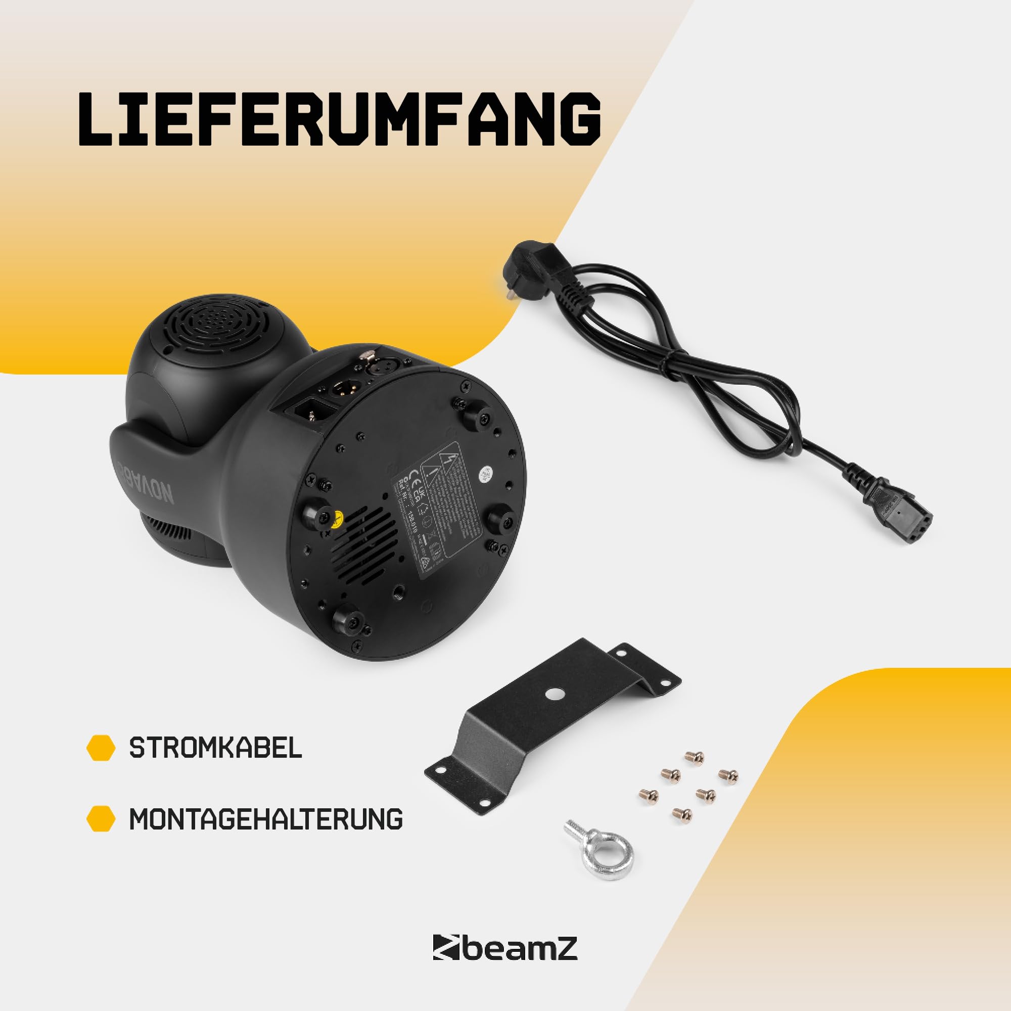 BeamZ NOVA68G-BK Moving Head Wash – Kompaktes Disco Licht, LED Moving Head mit 6x 8 Watt RGBW, Gobo & Farbrad – DMX Licht Musikgesteuert – DJ Lichtanlage für Party Lichter, Disco, Restaurant & Bühne