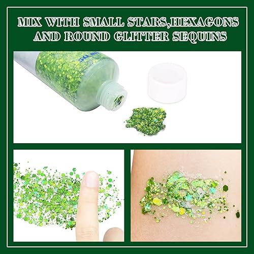 Miniatura 159 de MEICOLY Purpurina para cabello infantil, maquillaje de Halloween con purpurina brillante, lentejuelas de sirena para rostro y cuerpo, purpurina