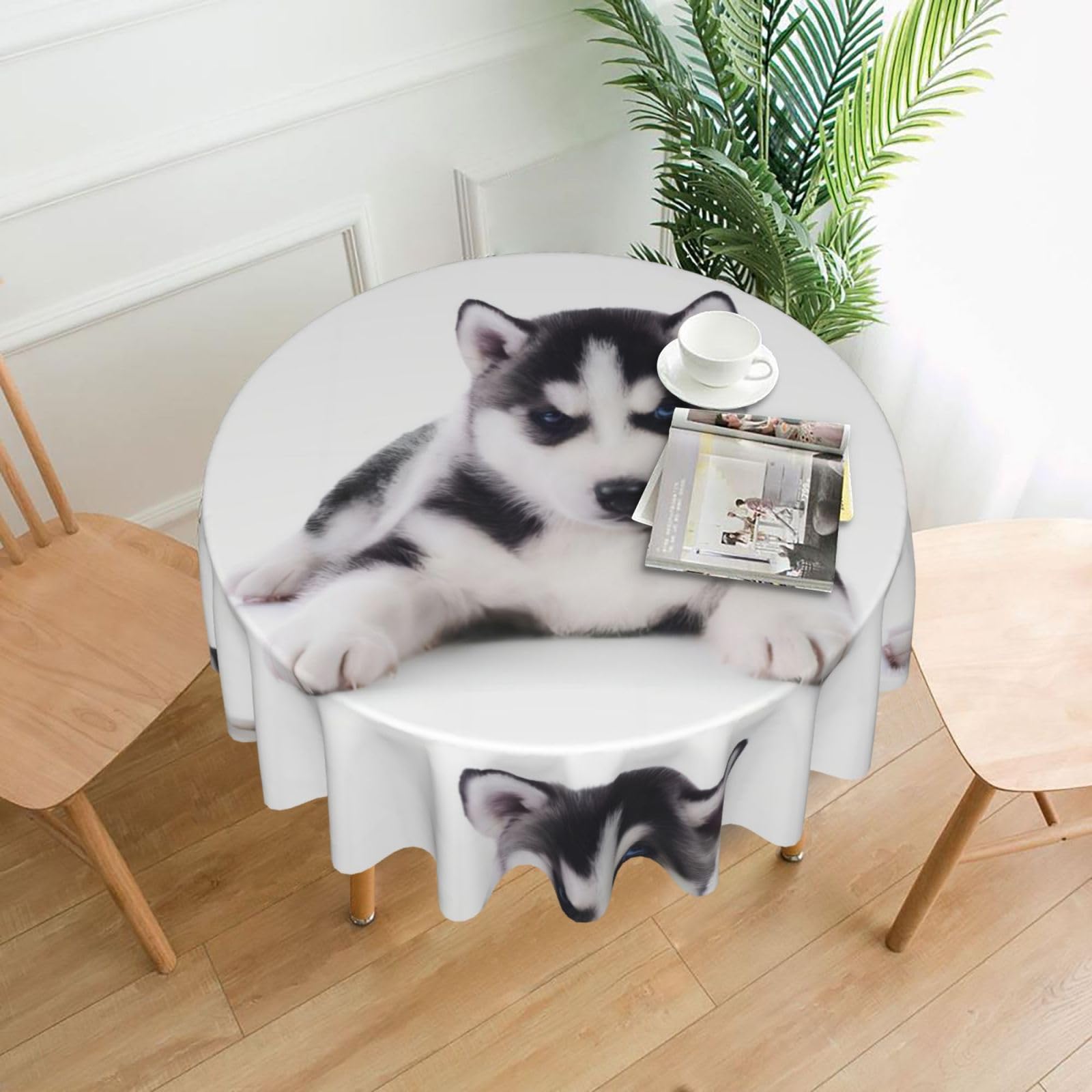 YYHWHJDE Dog Printing Prints Round Decorative Tablecloth 60in – Elevate Your Dining Experience with This Stunning Table Throw for Parties & Everyday Use