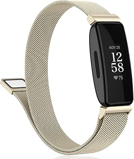 Amzpas bands Compatible for Fitbit Inspire 2 Bands Women Men, Stainless Steel Mesh Loop Adjustable Magnetic Wristband Replacement Strap for Fitbit Inspire 2 / Inspire HR/Inspire Fitness Tracker