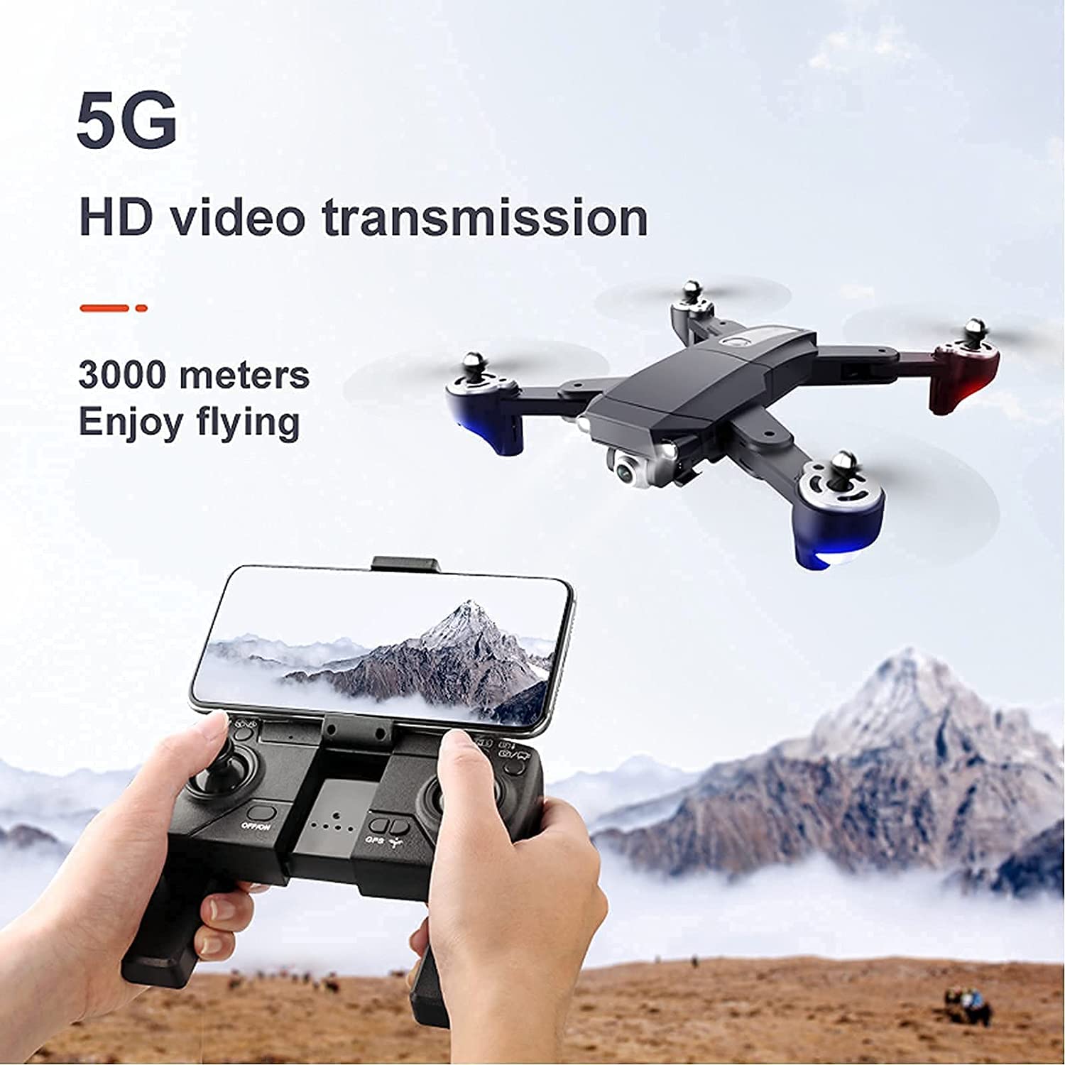Dron z pojedynczą/podwójną kamerą 2.4G/5G 4k GPS Powrót do domu Tryb bezgłowy, funkcja dla dzieci Dorośli Wideo na żywo 20 minut Żywotność baterii z pięknem Wygodny na zewnątrz Profesjonalny