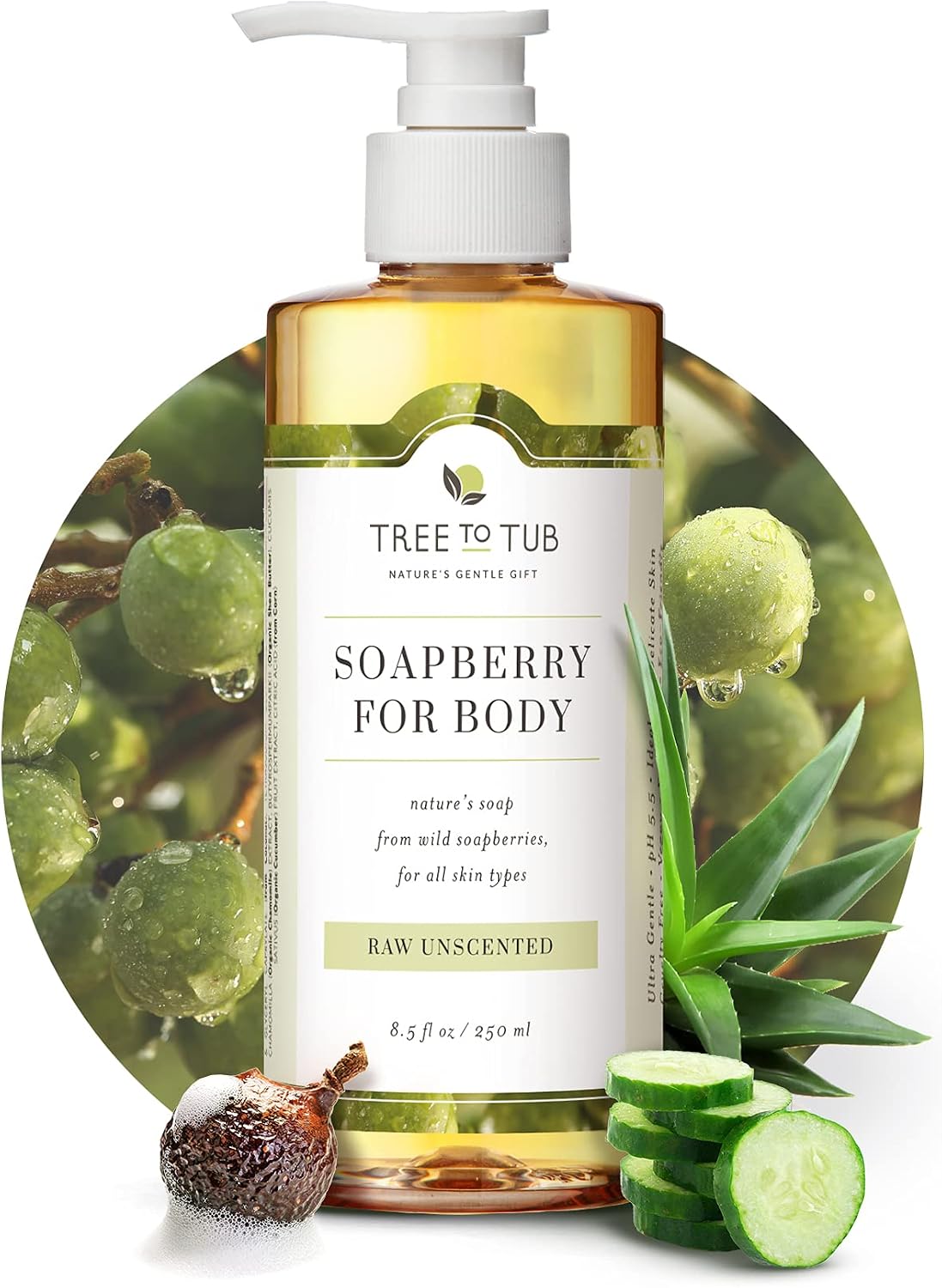 Tree To Tub Unscented Body Wash for Sensitive Skin & Dry Skin, Moisturizing pH Balanced Fragrance Free Body Wash