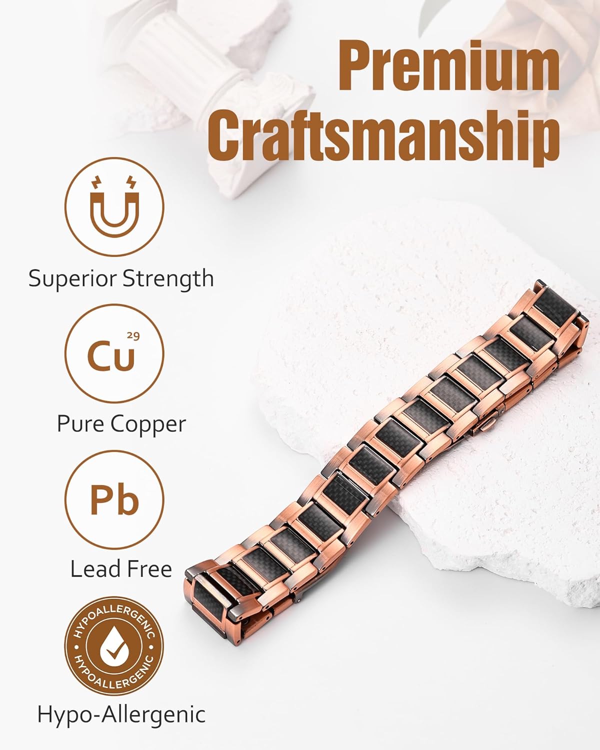 Jecanori Copper Magnetic Bracelet for Men, 3X Strength Pure Copper Bracelet for Men,Ideal Gift - Image 3