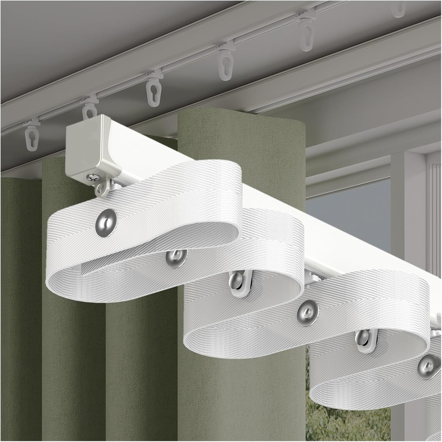 Heavy-Duty Ripplefold Curtain Track Set, 2.3ft To 19.7ft Blackout Curtains Rail Aluminum, Ceiling Mount, Easy Install Smooth Sliding Curtain Rod(12.1FT/370CM)
