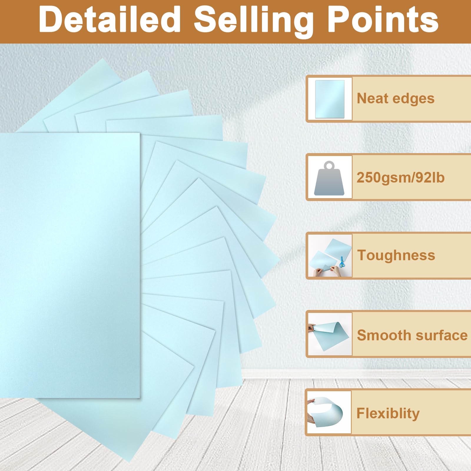 Silunkia 28 hojas de cartulina azul brillante de 8.5 x 11 pulgadas, papel pesado de 250 g/m² para hacer tarjetas, tarjetas de felicitación, oficina, álbumes de recortes, manualidades de papel,