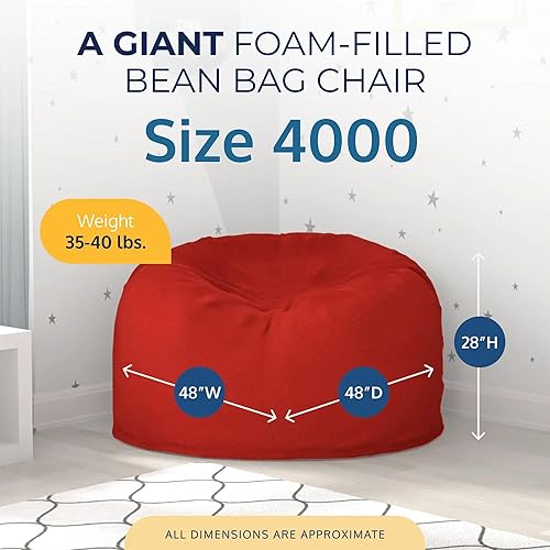 Miniatura 4 de Ultimate Sack 4000 Silla Puf de 4 Pies, Funda de Gamuza Roja – Tumbona de Espuma de Gran Tamaño, Asiento de Suelo, Sofá Pequeño, o Sofá Cama para