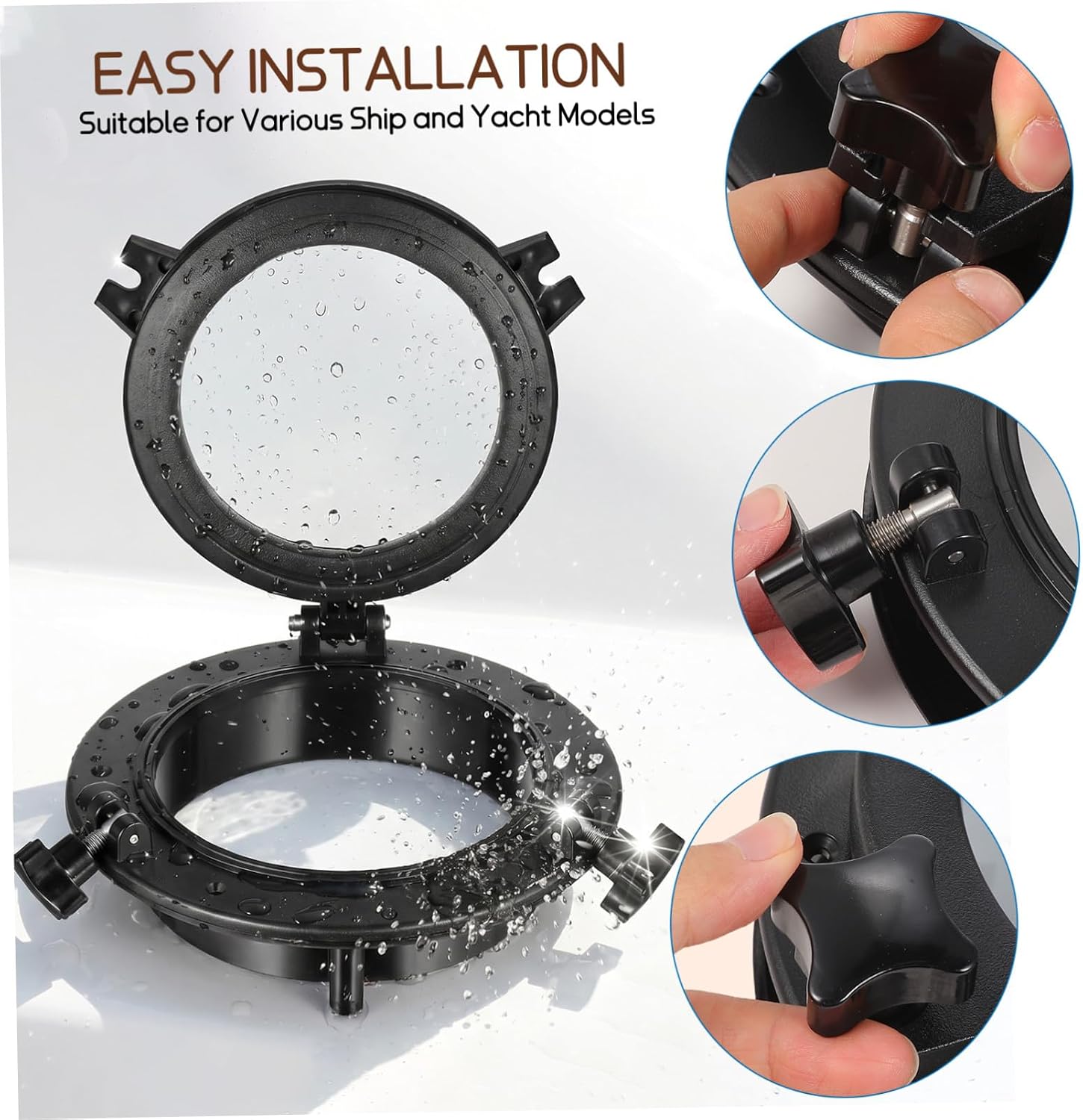 Black Boat Window Replacement Circular Porthole 8.5 Inch