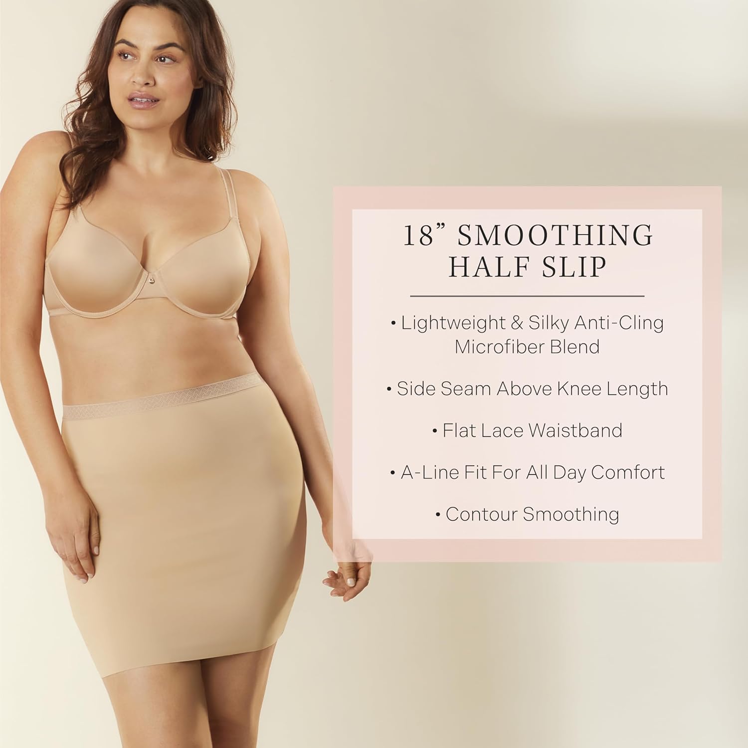 womens Silky Smooth "18 Above Knee Smoothing Half SlipHalf Slip - Image 4