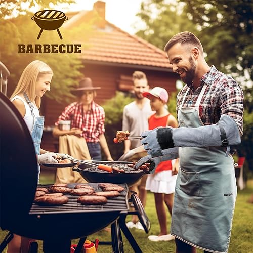 Miniatura 5 de SLARMOR Leather-Welding-Gloves HeatFire-Resistant Kevlar-Gloves for BBQ,Grill,Camping,Stick,Animal-Handling-Gloves