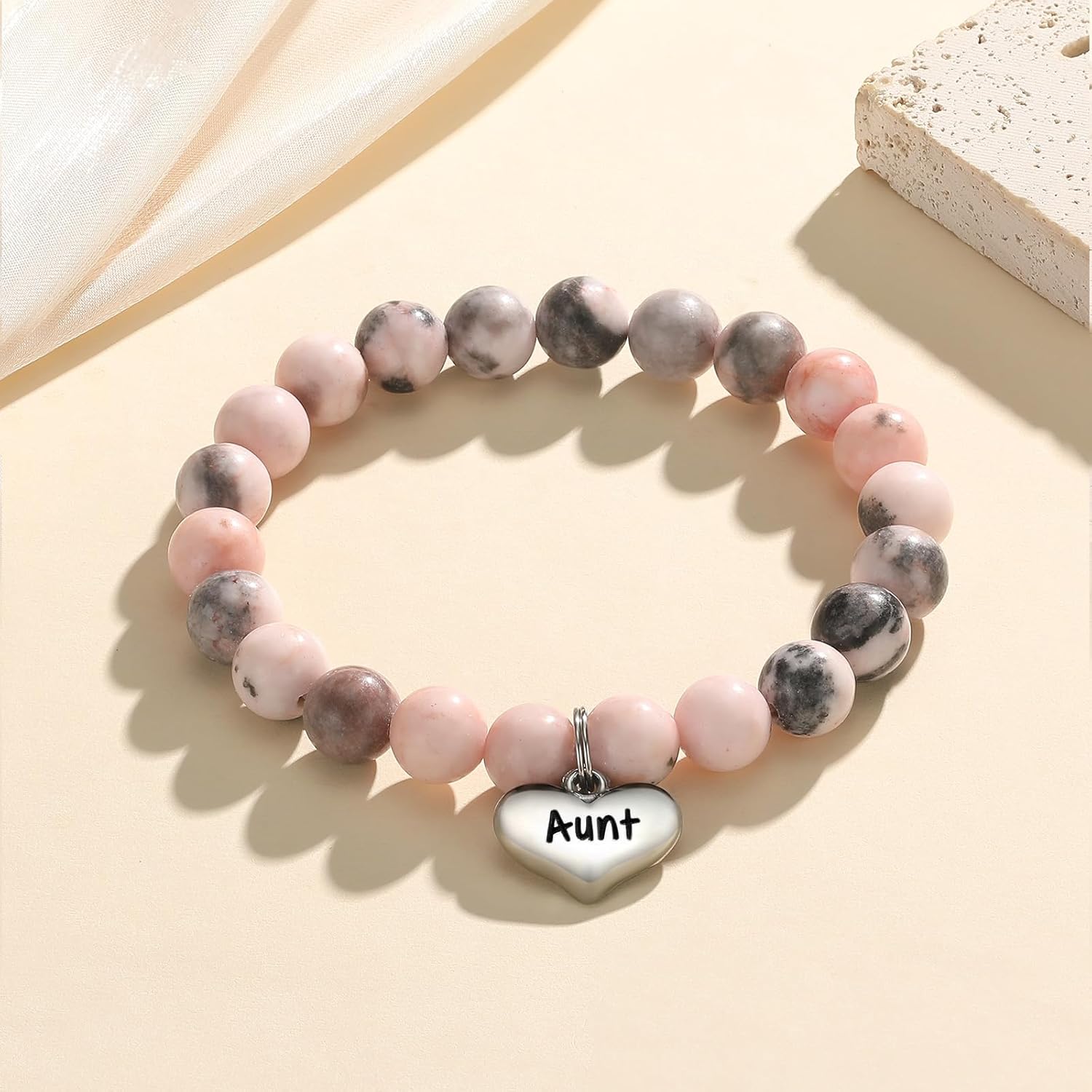 Miniatura 2 de MIXJOY Regalos para mujer con texto en inglés "Life is Tough But So Are You", pulsera de piedra natural, regalos de relajación antiansiedad