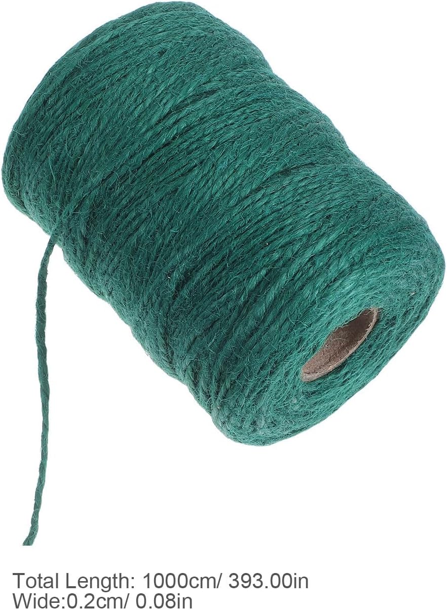 Jute Twine Rope Natural Decorative String Green Robust Holding Ability 2 Rolls for Present Packaging and DIY Projects for Garden Plants and Christmas Wrapping