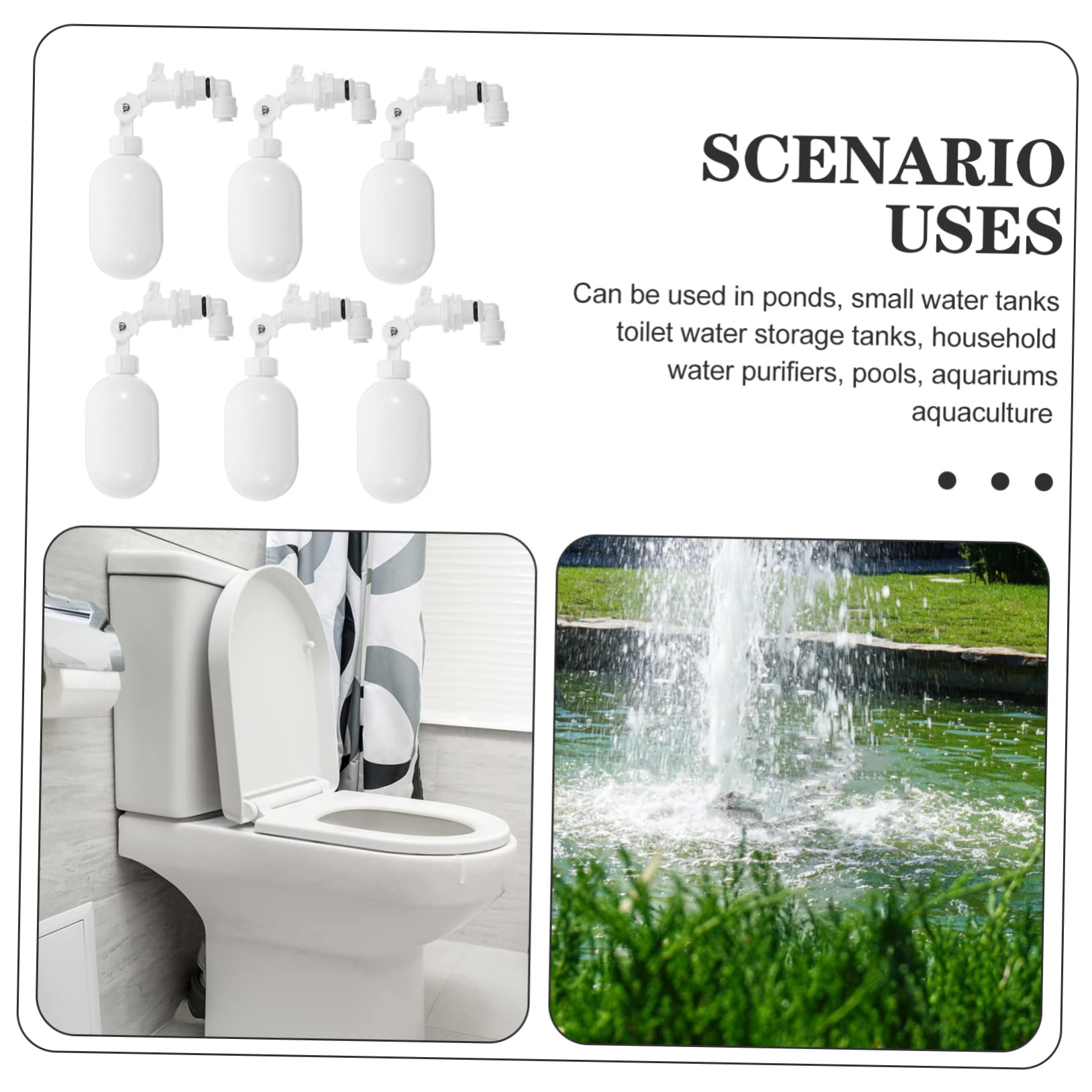 2 Set Valvola a galleggiante per depuratore d'acqua valvola di controllo automatico valvola a galleggiante del serbatoio gadget acquakit riempire le valvole dell'acqua pp bianca