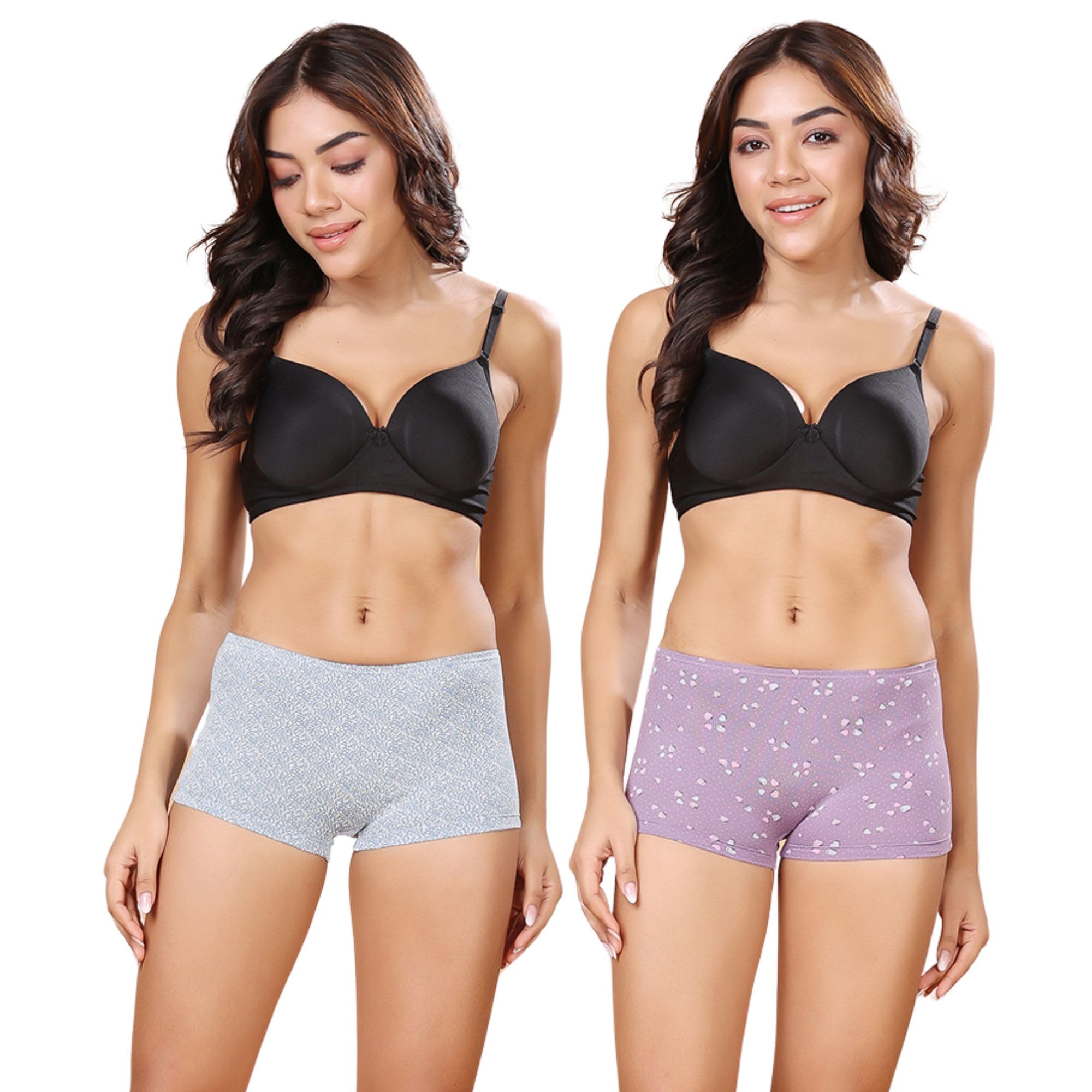 floret Cotton Printed Boyshort High Rise with Double Layer Gusset Pack of 2 (Colors & Prints May Vary)-picture-50