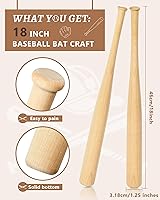Vista 2 de Marsui Mini bate de béisbol de 18 pulgadas de madera sin acabar, pequeños bates de béisbol de madera sin pintar, bates de béisbol de madera sin